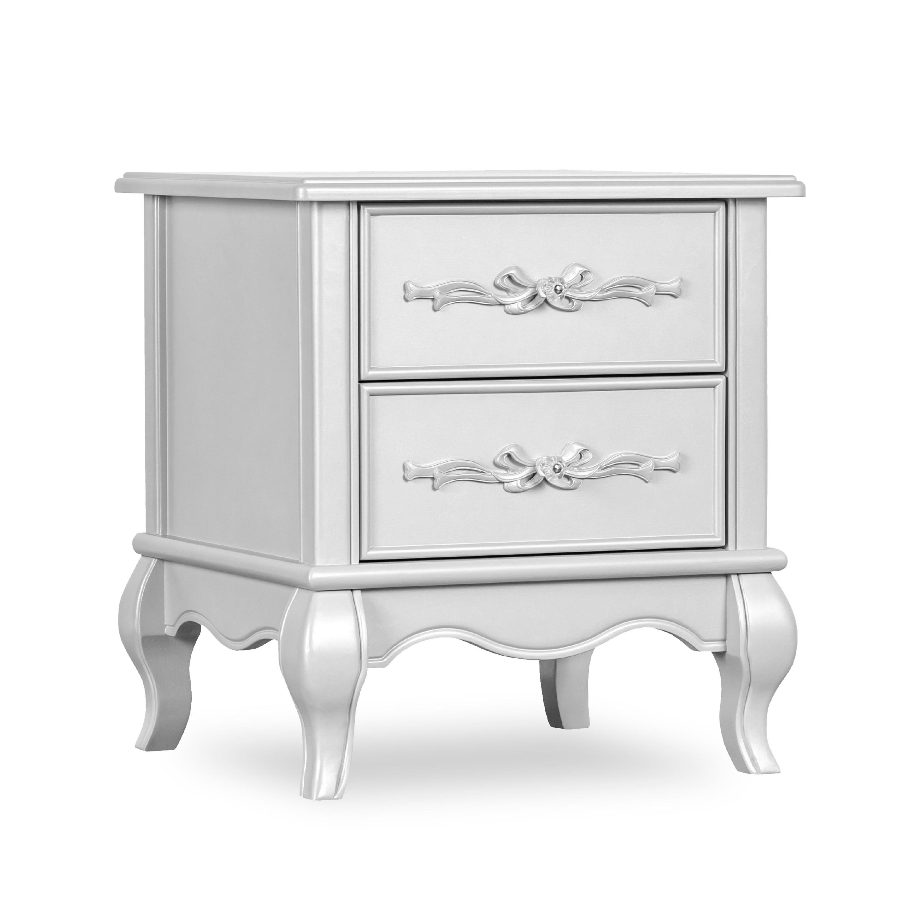 Aurora Akoya Grey Pearl 2-Drawer Solid Wood Nightstand