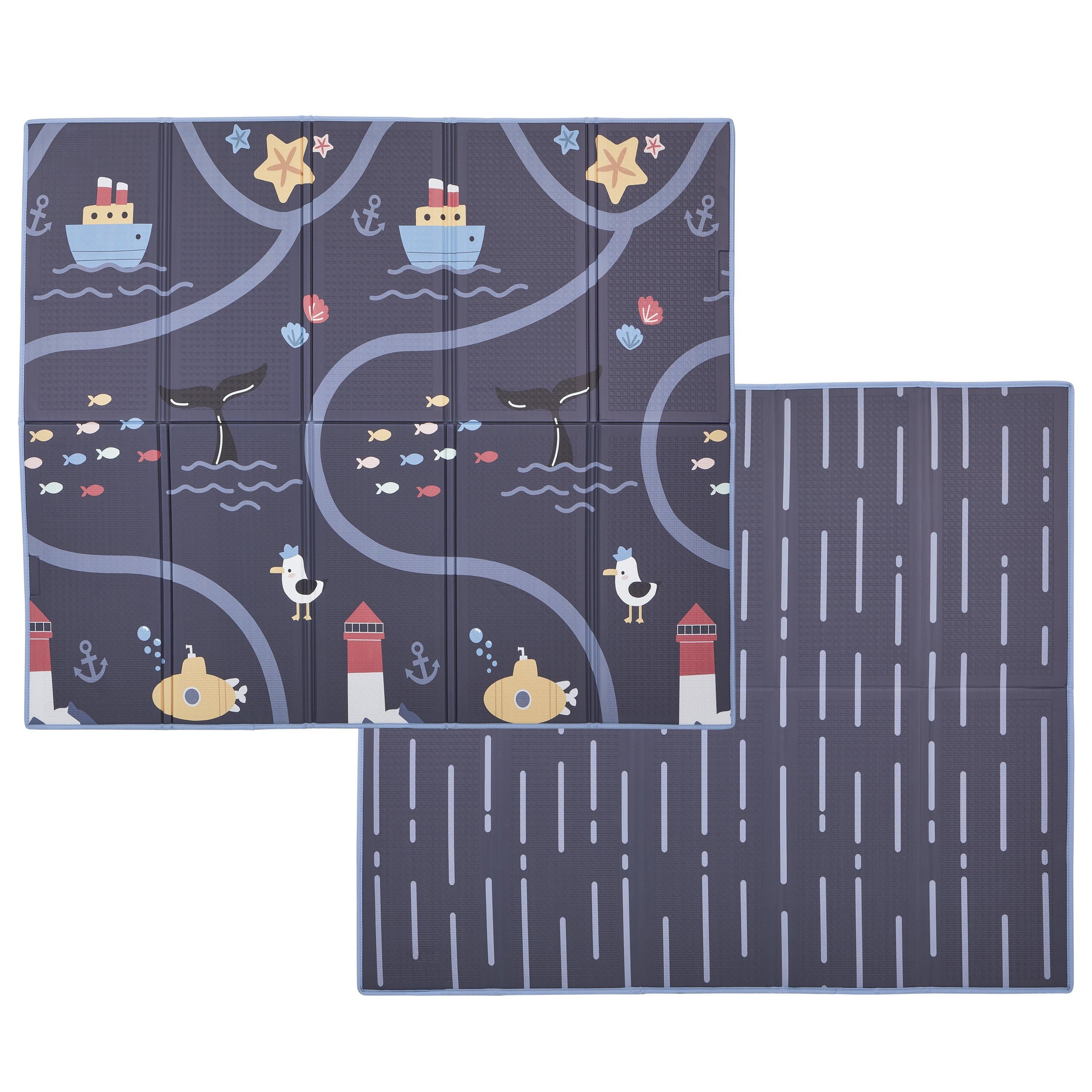 Evolur Cozycush Reversible Non-toxic Baby Kids Playmat|| Foldable Large Thick Foam Crawling Playmats For Toddlers|waterproof Portable Playmat For Babies | Yoga/picnic/game Mat|indoor/outdoor