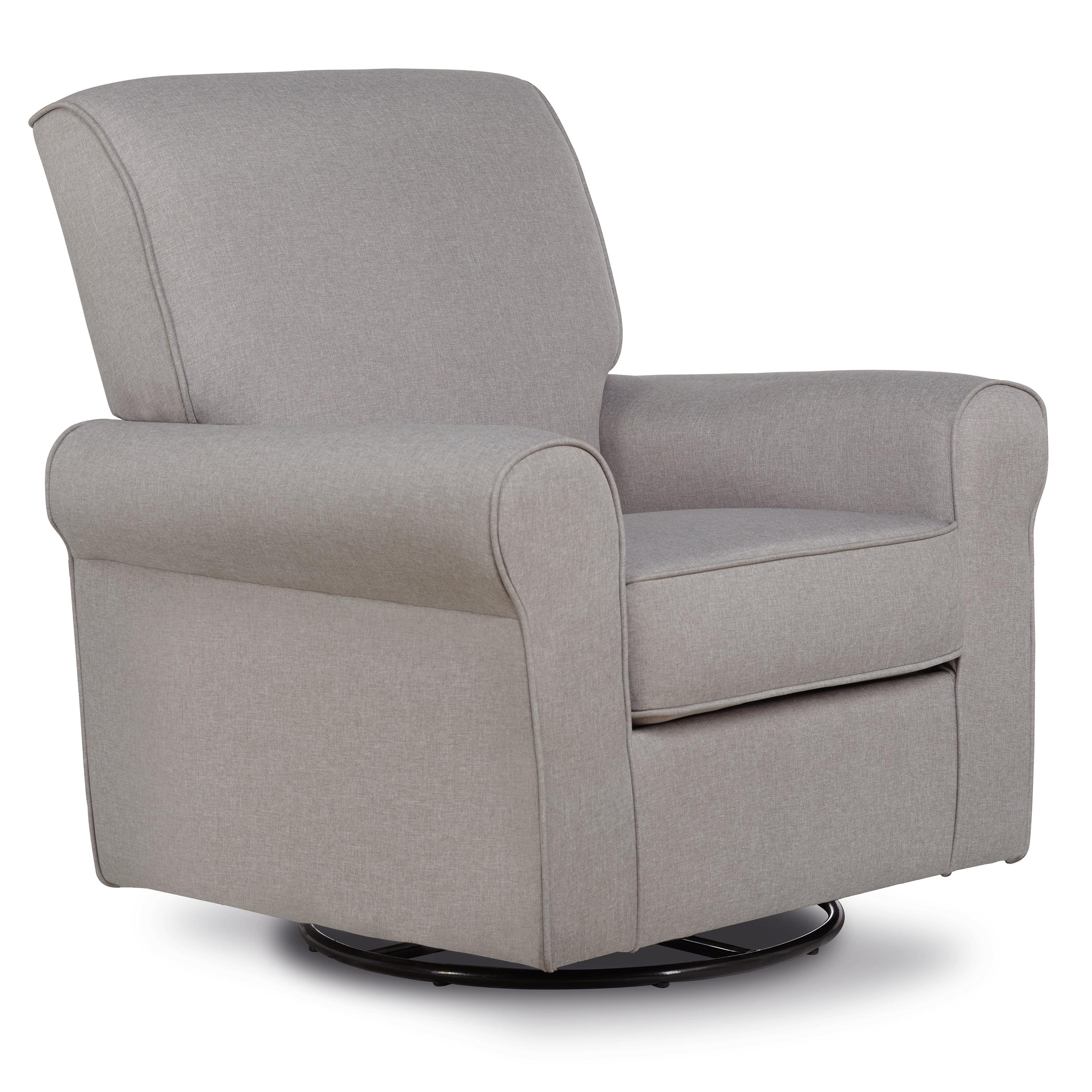 Fossil Gray Polyester Swivel Glider Accent Chair