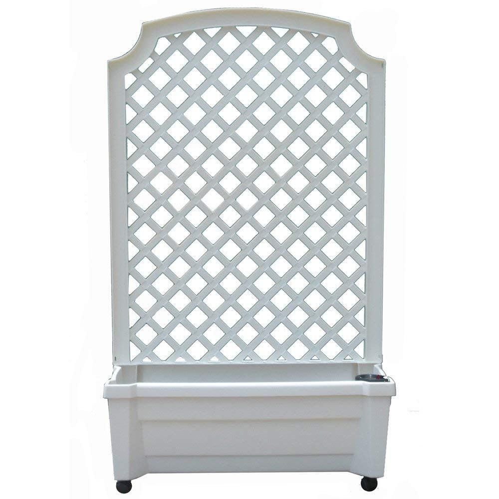 White Plastic Planter with Trellis and Water Reservoir