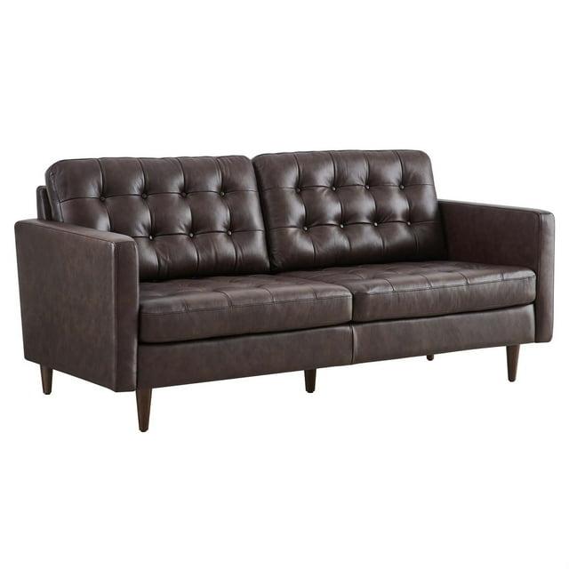Exalt Tufted Vegan Leather Sofa-EEI-6099-BRN