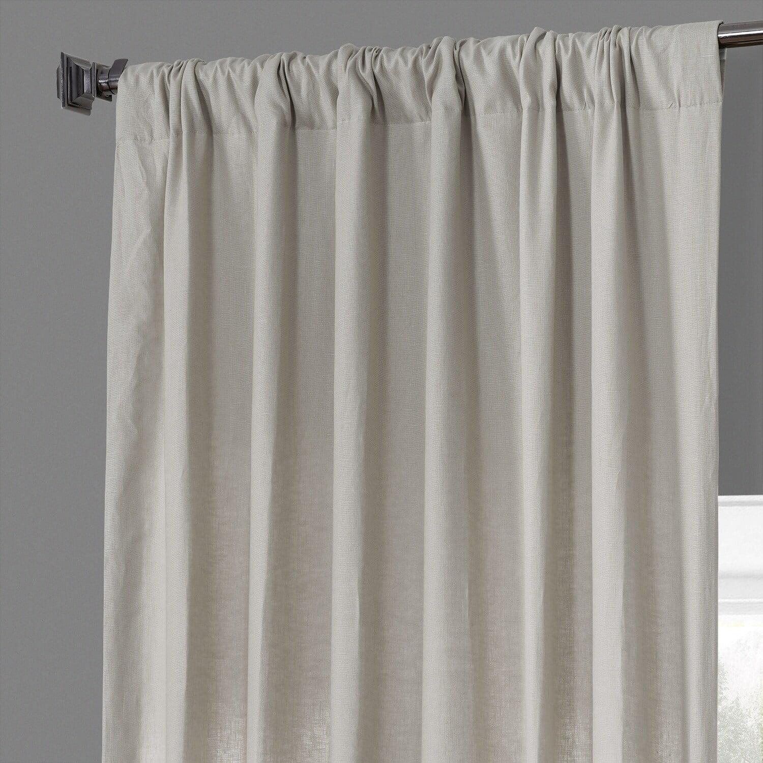 Exclusive Fabrics  French Linen Room Darkening Curtains Panel - Elegant luxurious Drapes (1 Panel) Fresh Khaki 50 X 96 96 Inches