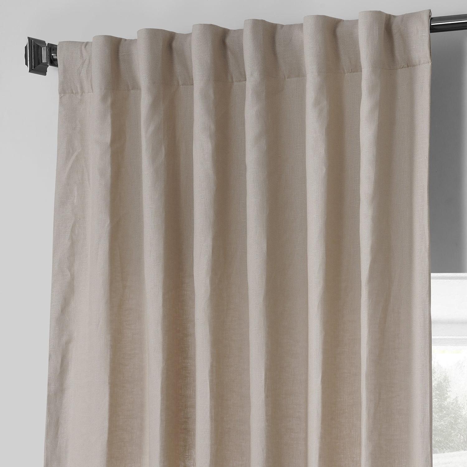 Exclusive Fabrics  French Linen Room Darkening Curtains Panel - Elegant luxurious Drapes (1 Panel) Walnut Beige 50 X 84 84 Inches