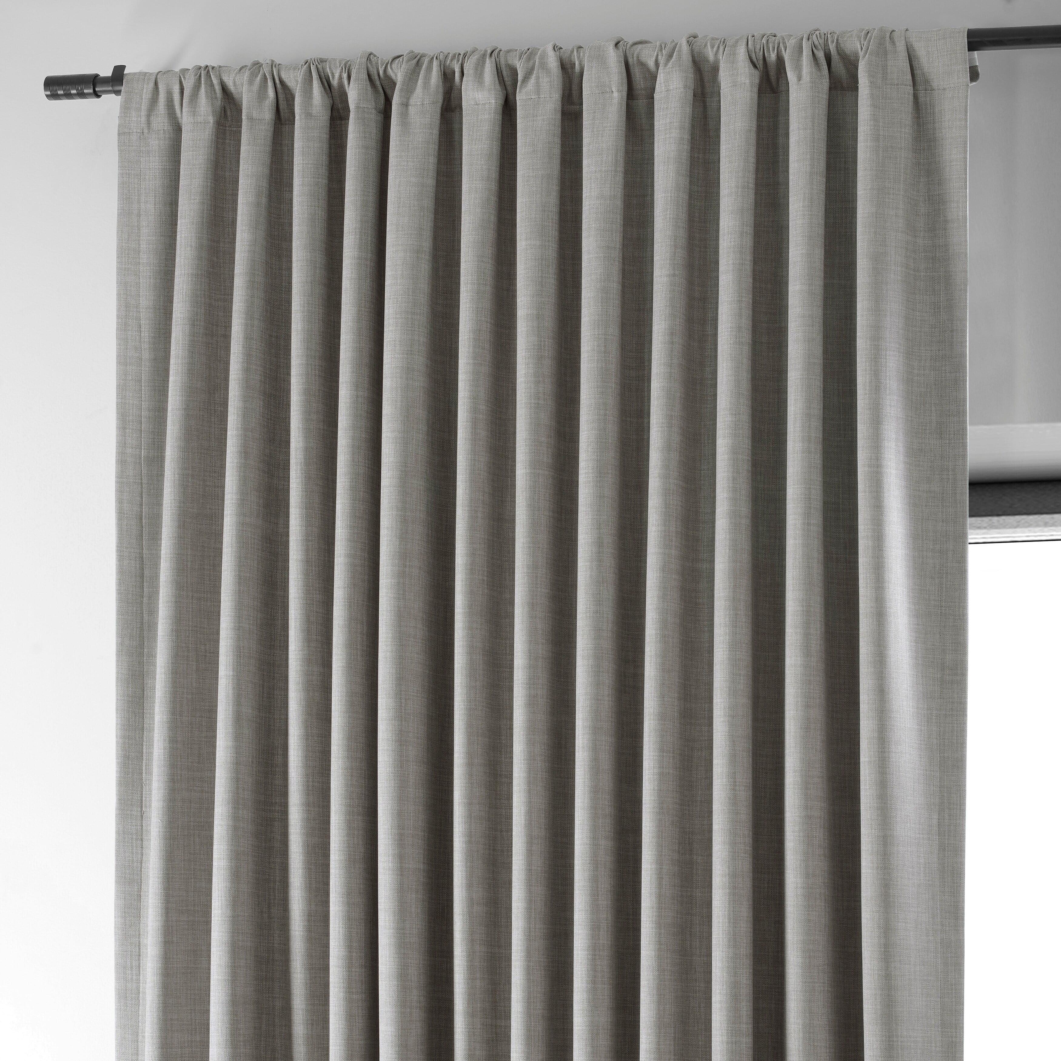 Exclusive Fabrics  Performance Linen Extrawide Hotel Blackout Curtain (1 Panel) 100 X 108 - Dark Greige