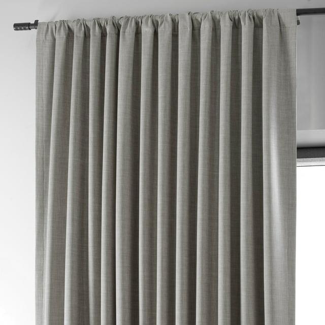 Exclusive Fabrics  Performance Linen Extrawide Hotel Blackout Curtain (1 Panel) 100 X 108 - Dark Greige