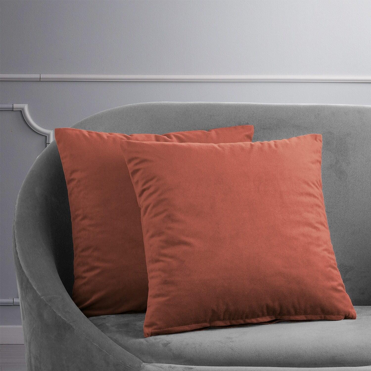 Exclusive Fabrics Signature Velvet Cushion Cover (Set of 2) Crimson Rust