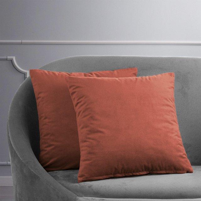 Exclusive Fabrics Signature Velvet Cushion Cover (Set of 2) Crimson Rust