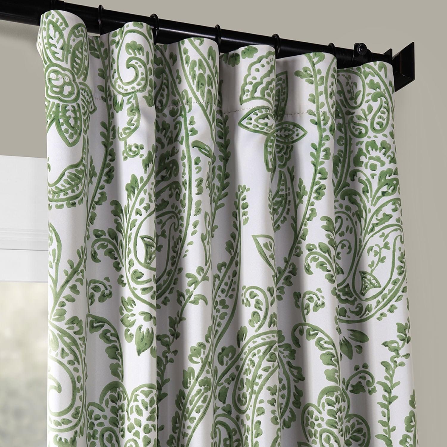 Exclusive Fabrics  Tea Time Room Darkening Curtain (2 Panels) Tea Time Green 50 x 120 120 Inches