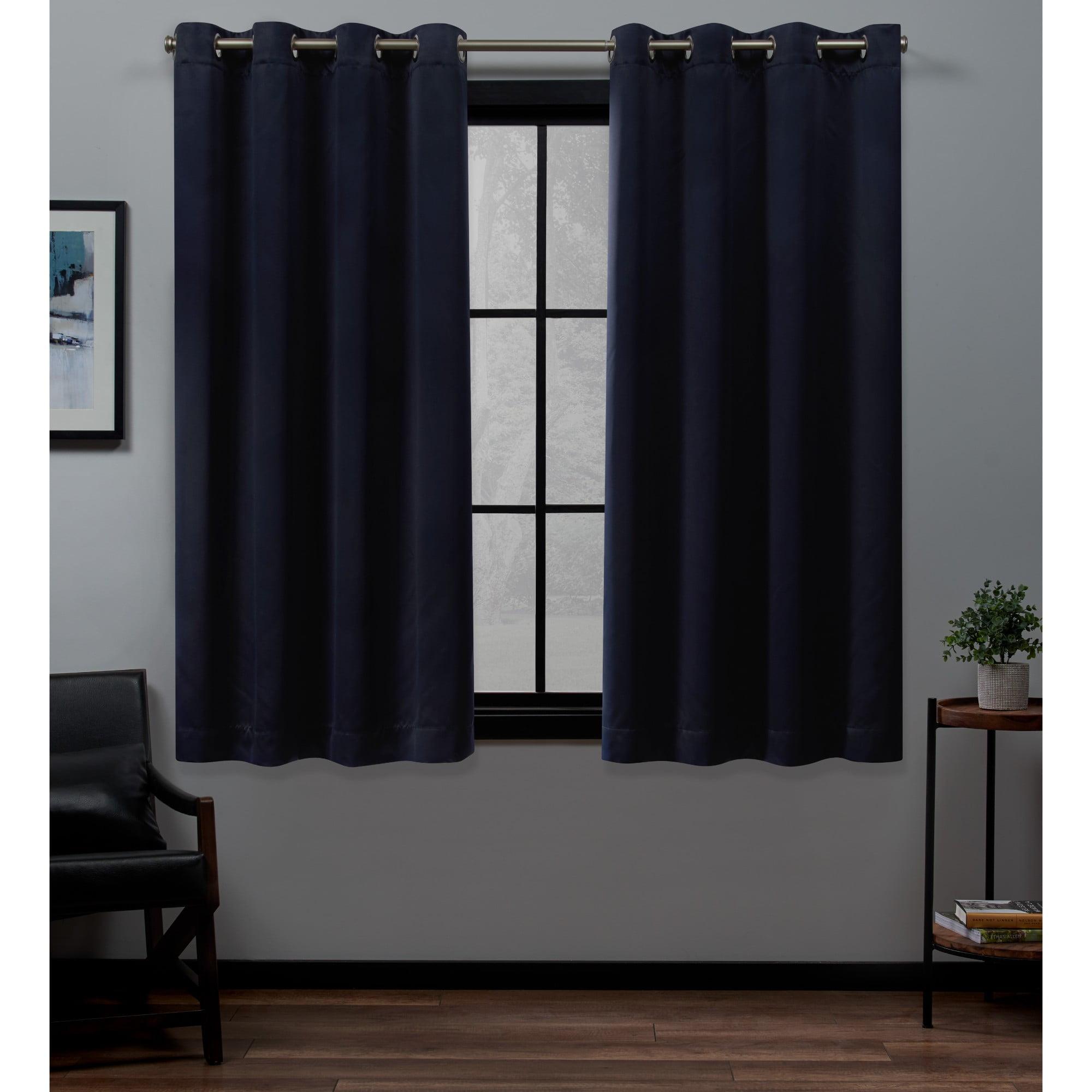 Set of 2 (63"x52") Academy Total Blackout Grommet Top Curtain Panel Navy - Exclusive Home: Mid-Century Modern, Thermal Insulated