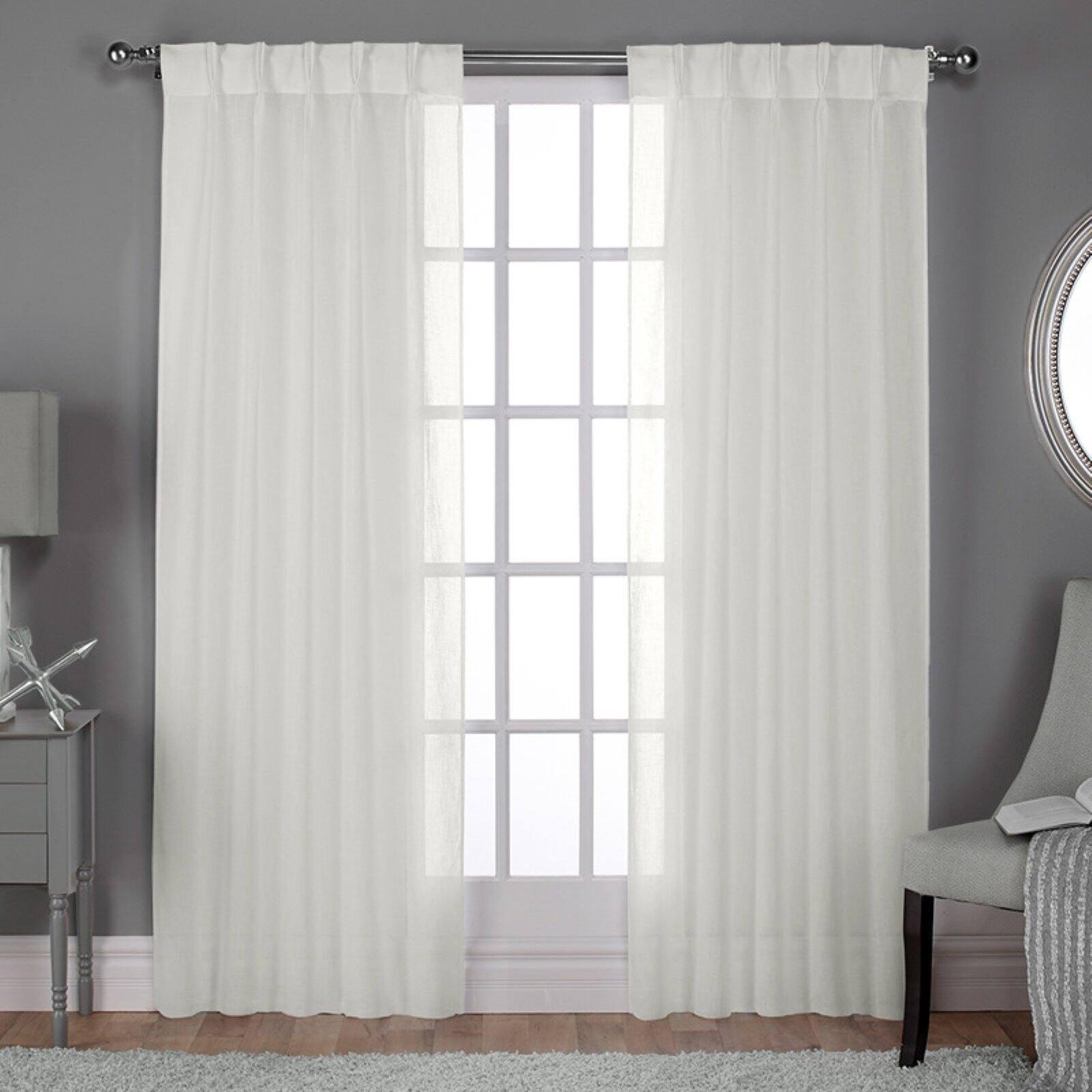 Snowflake Sheer Belgian Pinch Pleat Window Curtain Panels