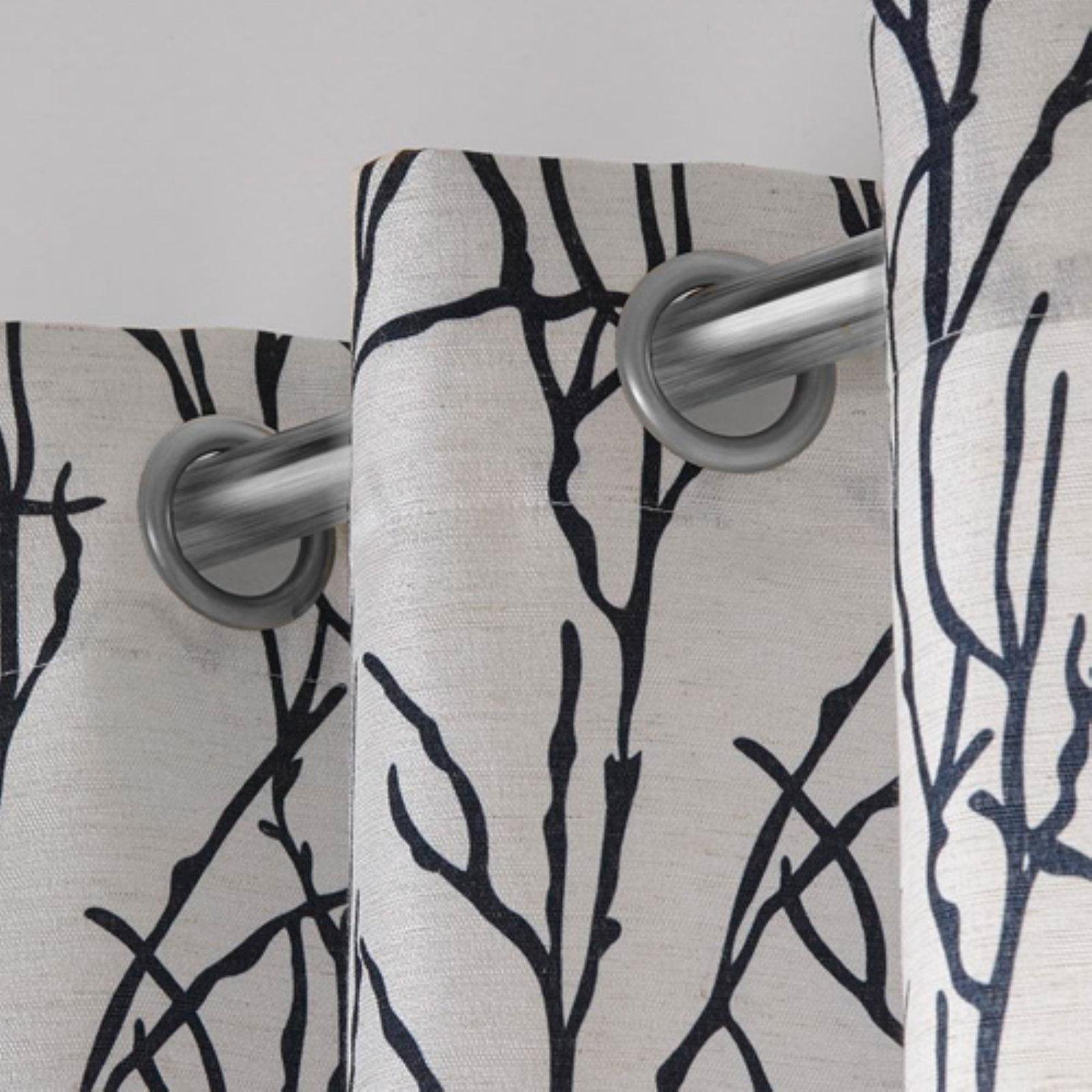 Set of 2 96"x54" Branches Linen Blend Grommet Top Window Curtain Panel Indigo: Botanical Light Filtering - Exclusive Home