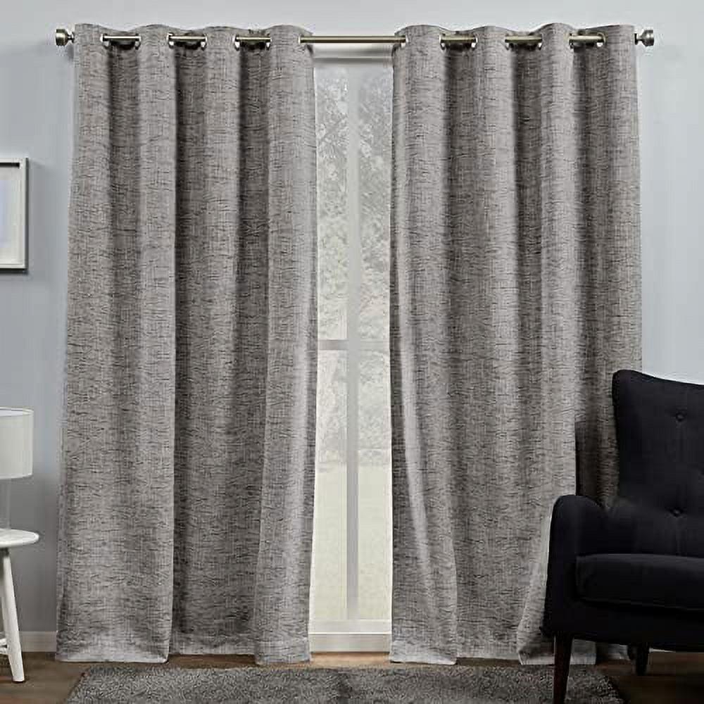 Burke Blackout Gray Polyester Linen Grommet Curtain Panels