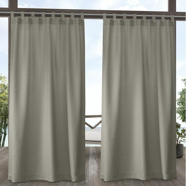 Set of 2 (96"x54") Indoor/Outdoor Solid Cabana Tab Top Window Curtain Panel Taupe - Exclusive Home