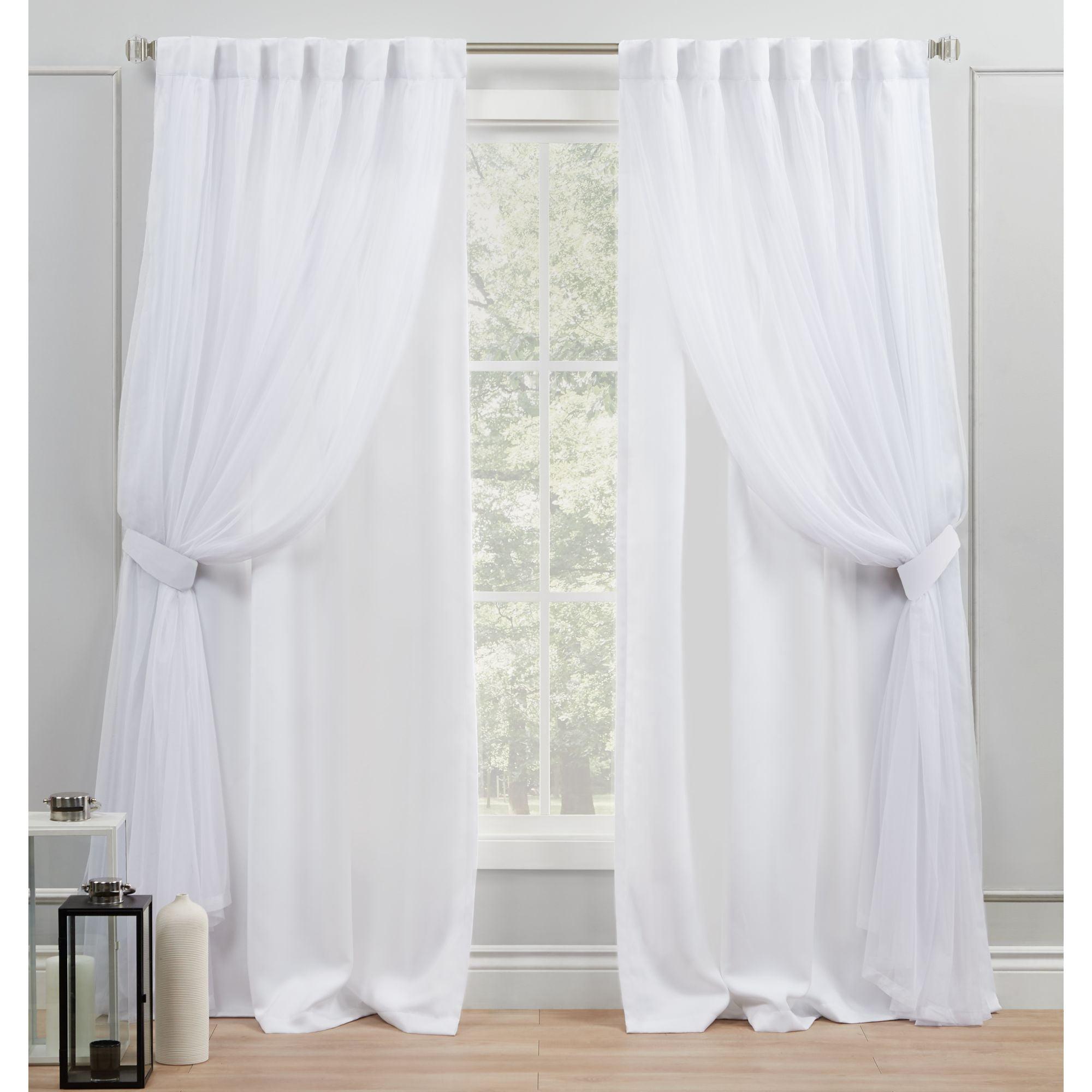 Exclusive Home Catarina Layered Solid Room Darkening and Sheer Hidden Tab/Rod Pocket Top Curtain Panel Pair