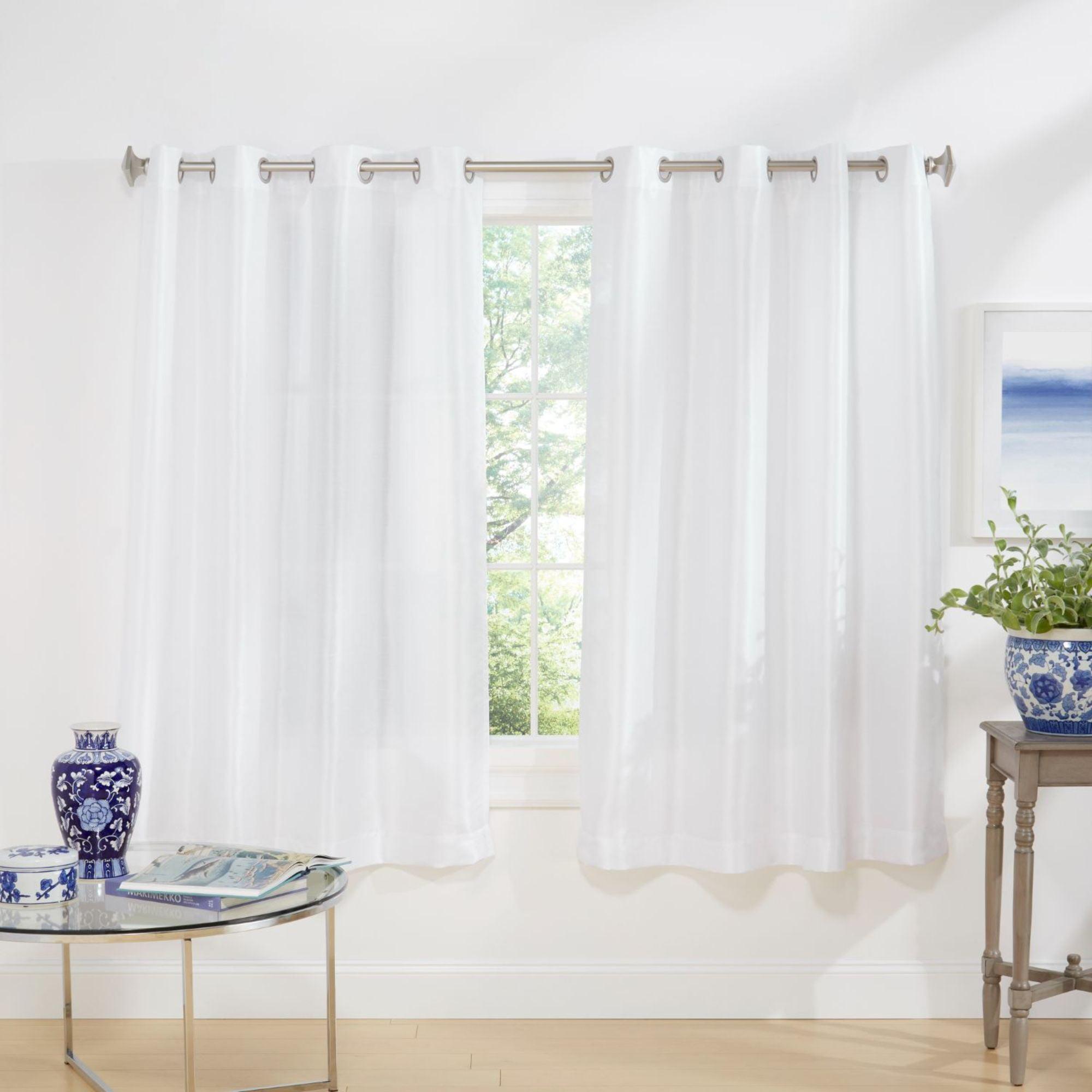 Winter White Faux Silk Grommet Curtain Panels, 54"x63"