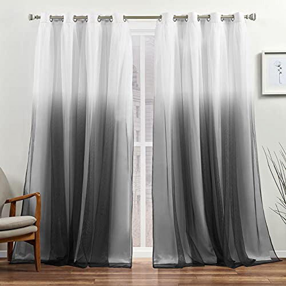 Gray Ombre Blackout Energy Efficient Polyester Drapes, Set of 2