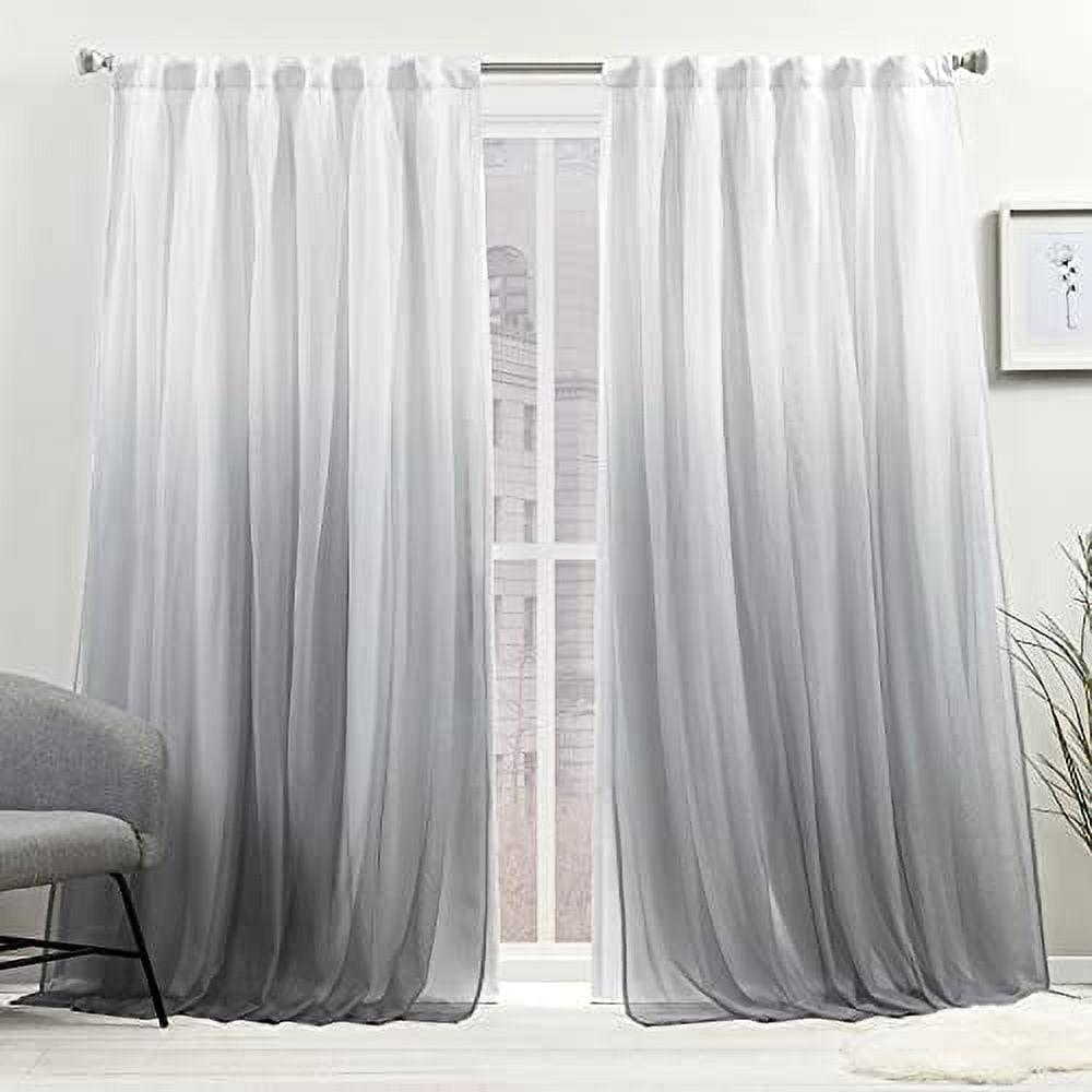 Gray and Mecca Orange Blackout Polyester Pleated Curtain Panel