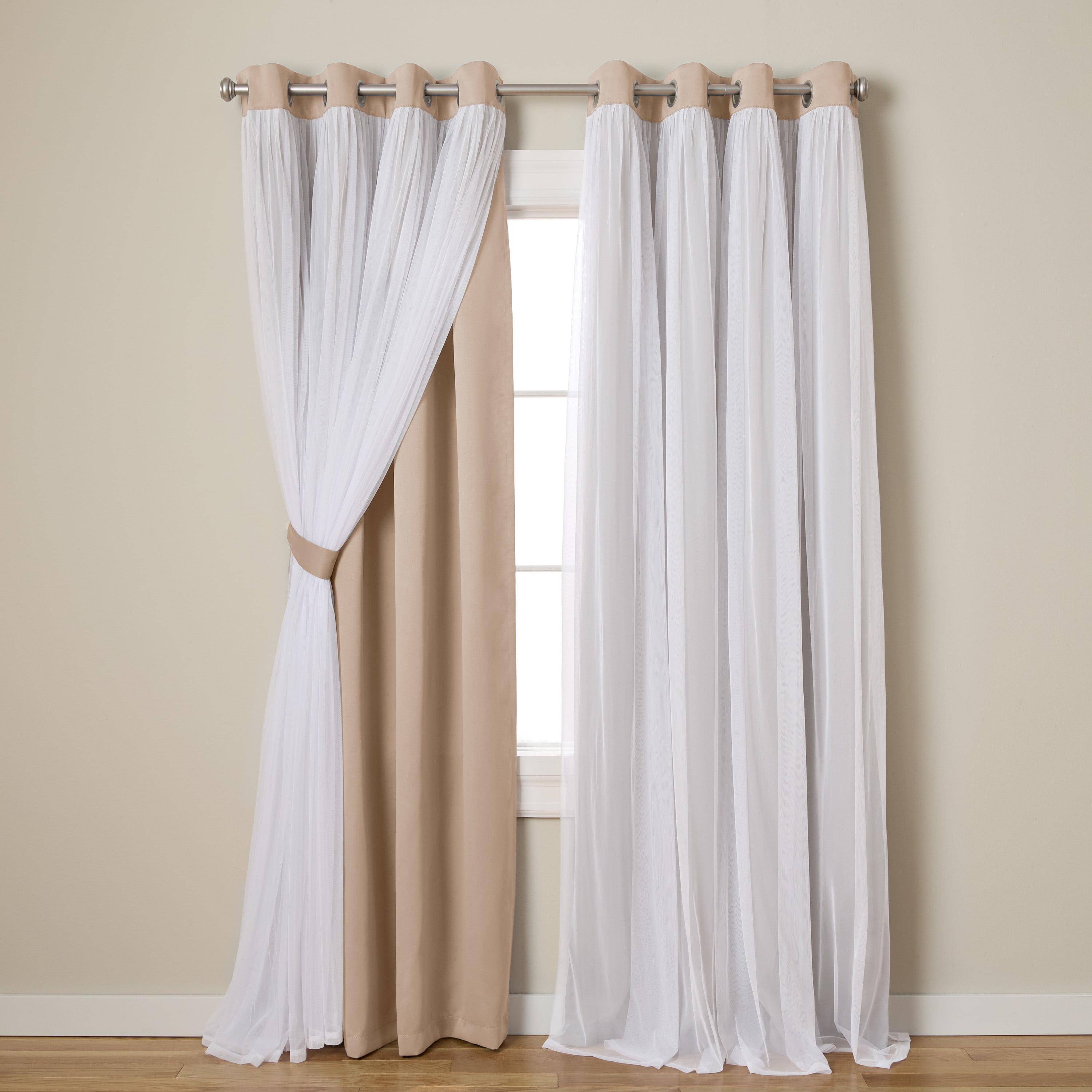 Rose Blush Blackout Sheer Grommet Curtain Panels, 52 x 84