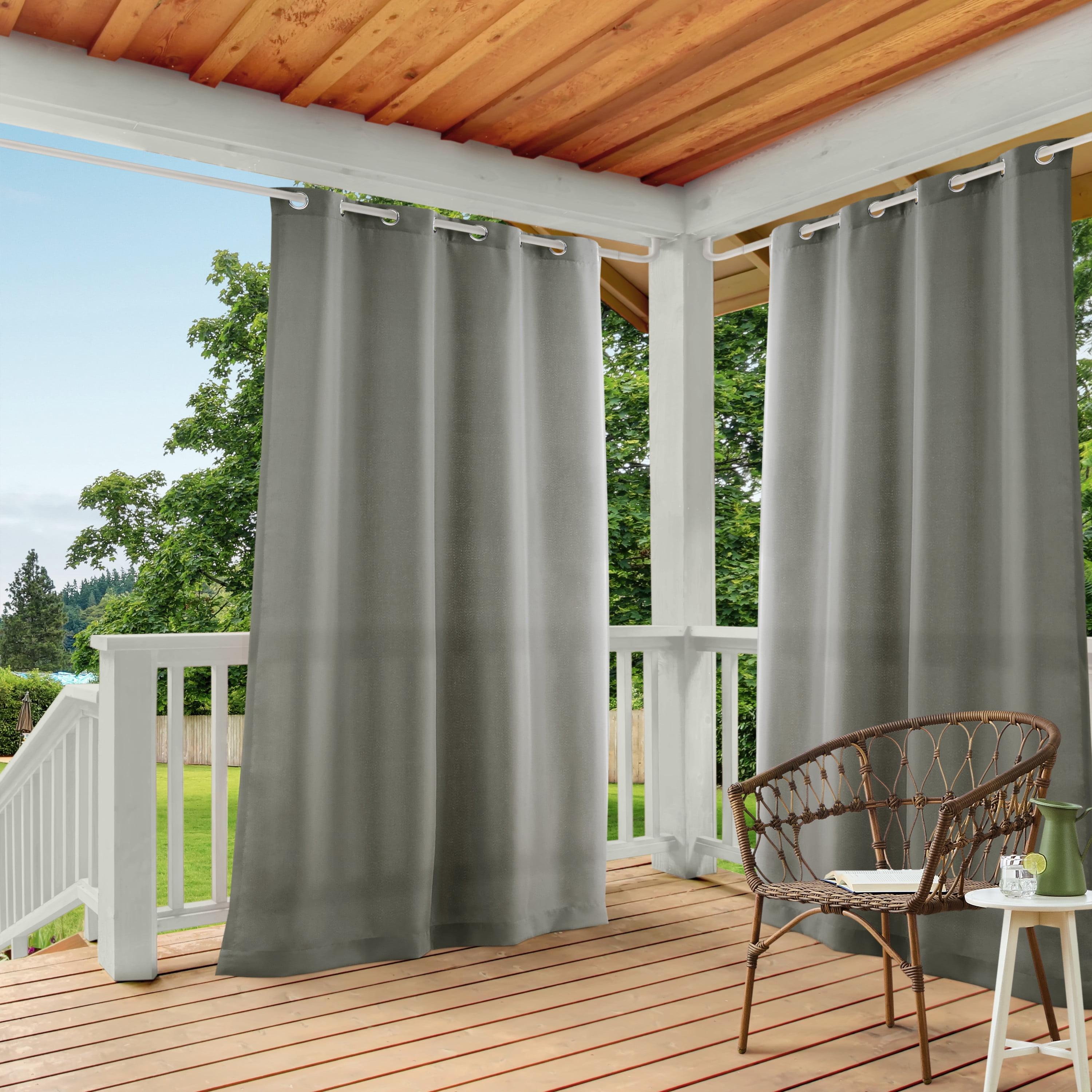 Medium Grey Polyester Light Filtering Grommet Curtain Panels