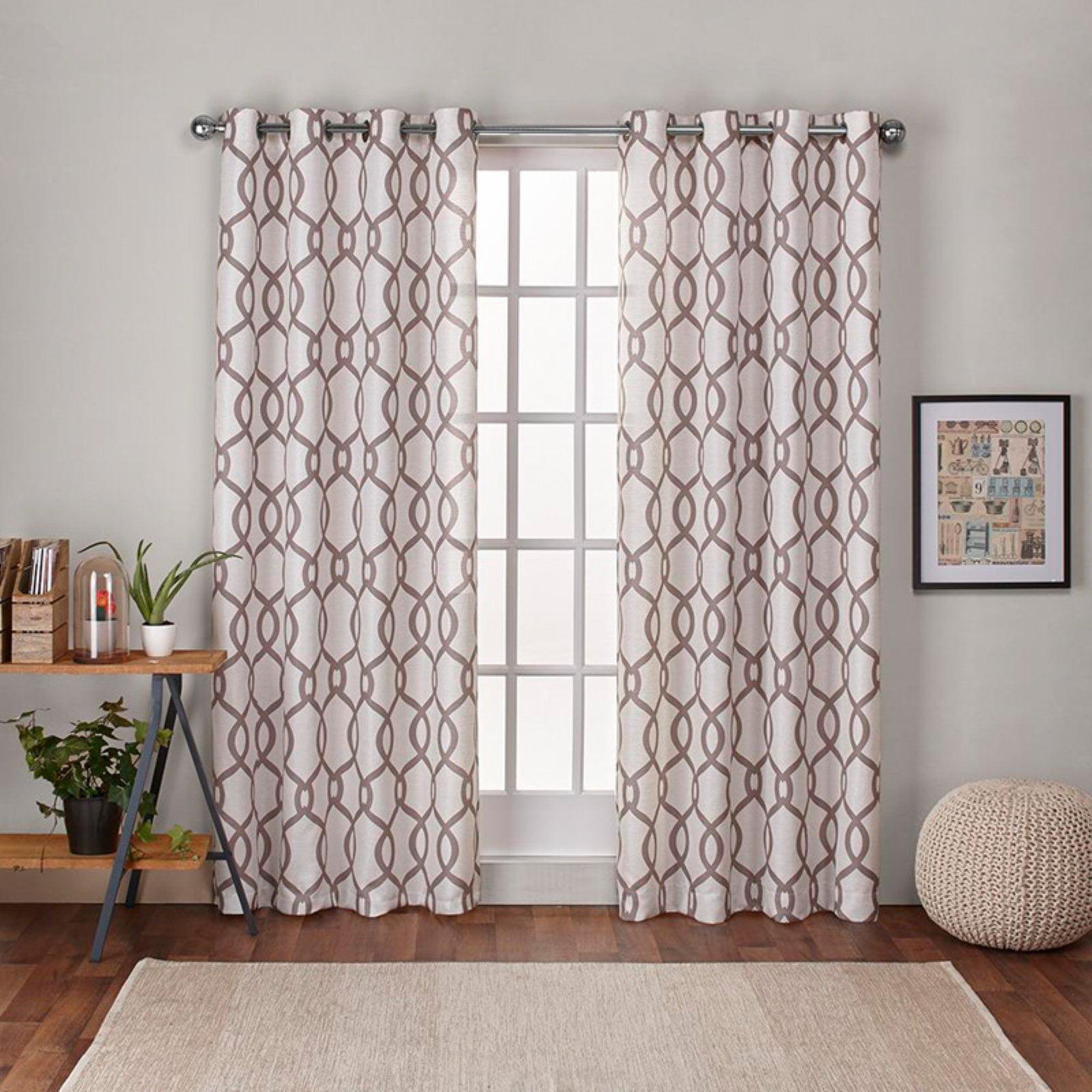 Set of 2 (84"x54") Kochi Linen Blend Grommet Top Window Curtain Panel Off White/Brown - Exclusive Home: Light Filtering Drapes