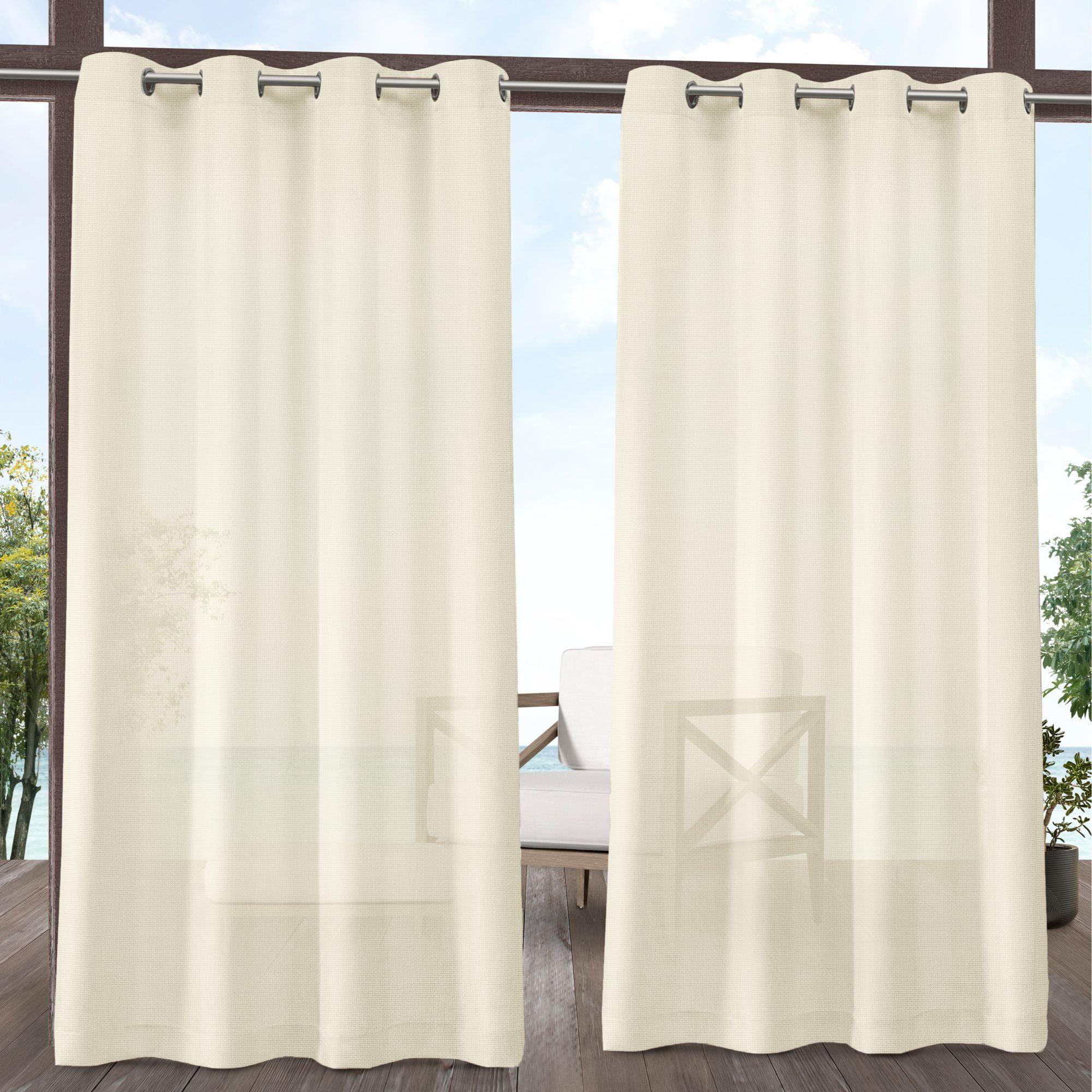 Set of 2 84"x54" Miami Textured Indoor/Outdoor Grommet Top Curtain Panel Ivory - Exclusive Home