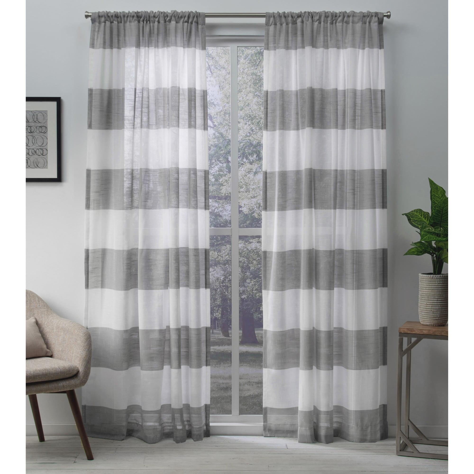 Exclusive Home Darma Sheer Linen Rod Pocket Curtain Panel Pair, 50"x108", Black Pearl