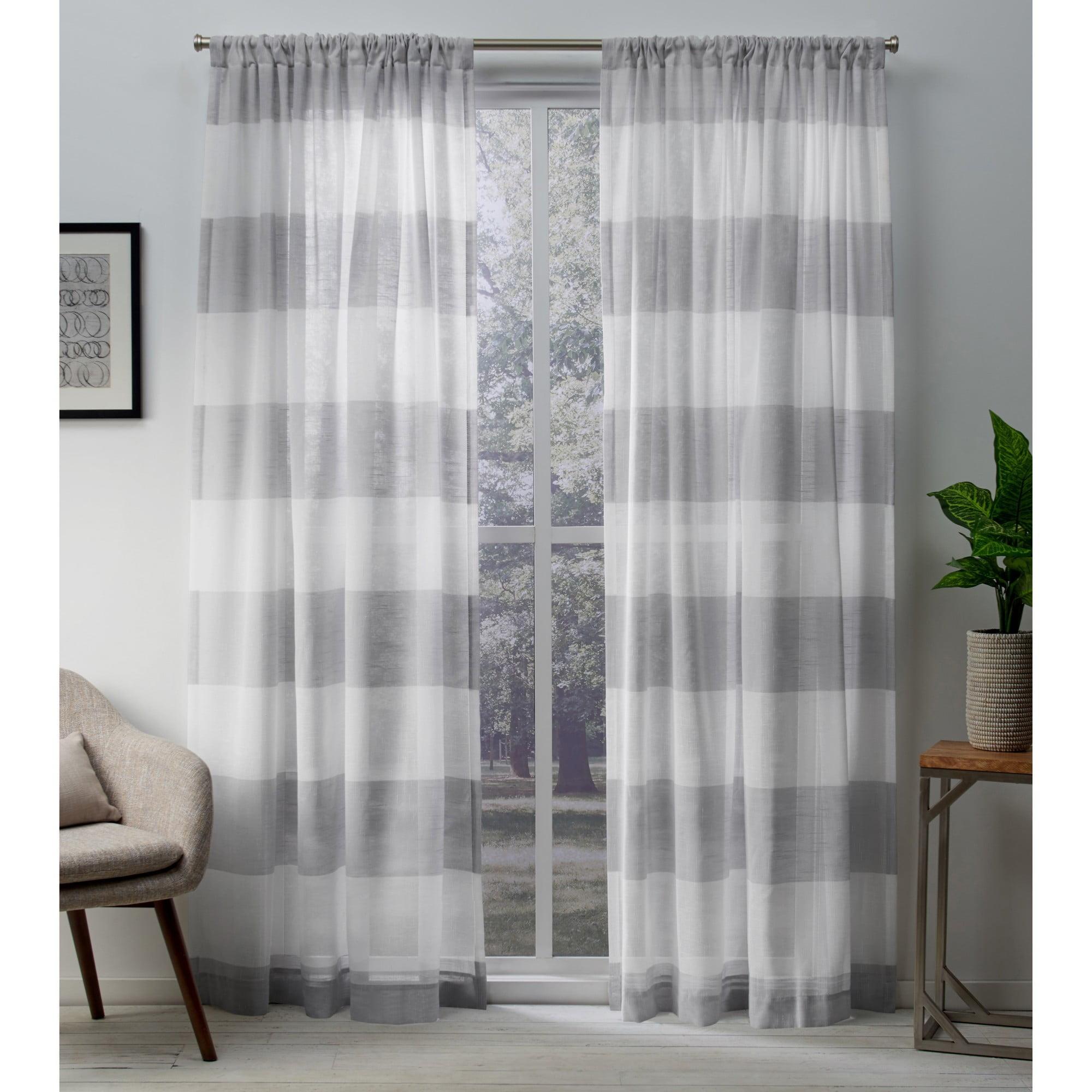 Darma Dove Grey Sheer Linen Rod Pocket Curtain Panels, 50x108, Set of 2