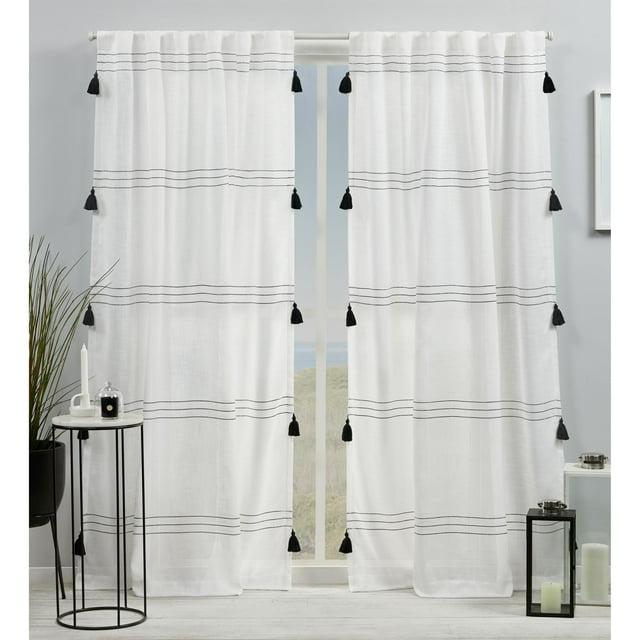 96"x54" Demi Light Filtering Curtain Panel with Tassels Black - Exclusive Home