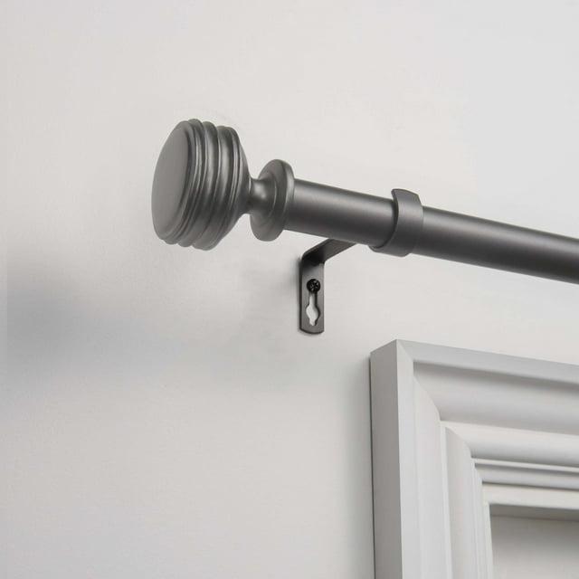 Exclusive Home 36"-72" Duke Curtain Rod - Gunmetal: Matte Iron, Single Rod, 25 lb Capacity, Rounded Cap Finial