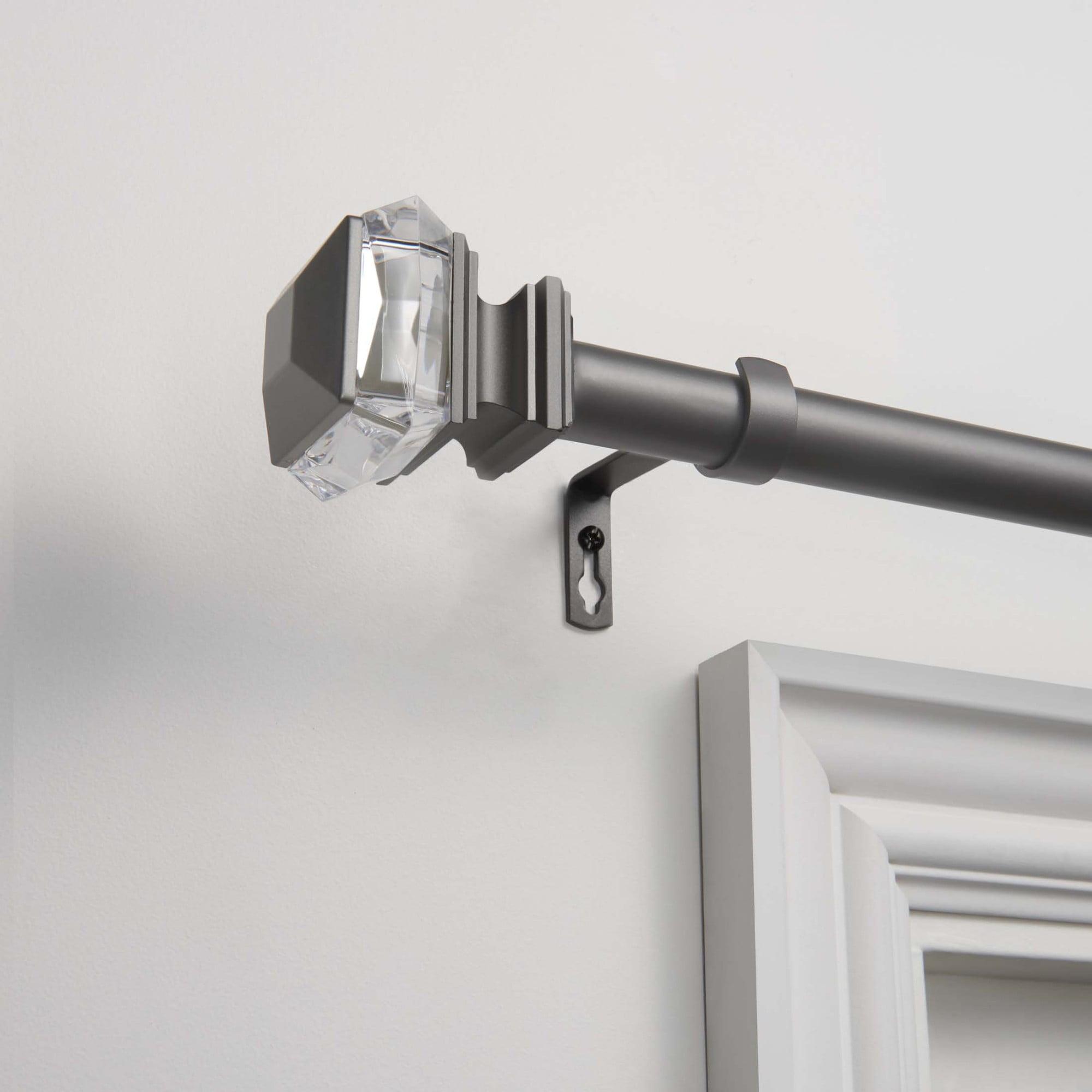 Exclusive Home 66"-120" Duke Curtain Rod - Matte Black: Iron, Single Rod, 25 lb Capacity, Rounded Cap Finial