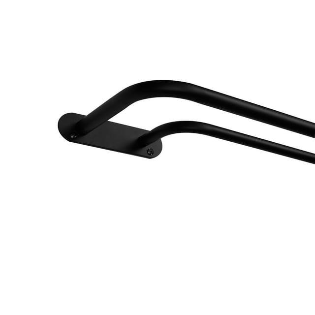 Exclusive Home 83.5"-120" Fetter Curtain Rod - Matte Black: Adjustable Iron Single Rod, 25lb Capacity, 8 Pieces