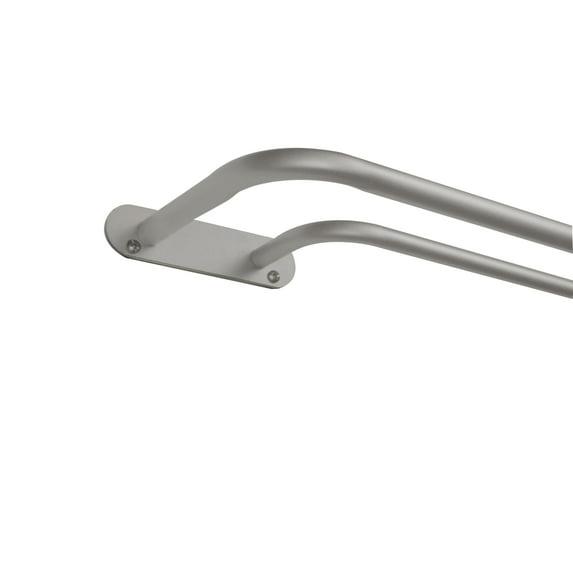 EXCLUSIVE HOME Fetter Wrap Around Double Curtain Rod, Matte Silver, 52"-72"