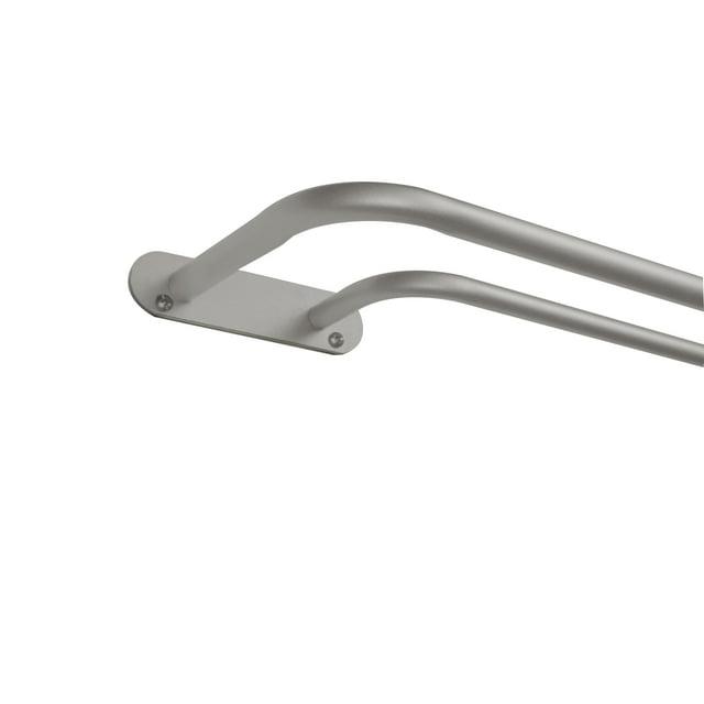 EXCLUSIVE HOME Fetter Wrap Around Double Curtain Rod, Matte Silver, 52"-72"