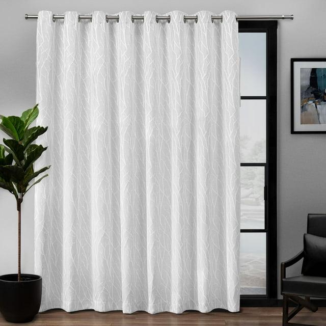 108"x84" Forest Hill Patio Woven Blackout Grommet Top Single Curtain Panel White - Exclusive Home: Room Darkening Drapes