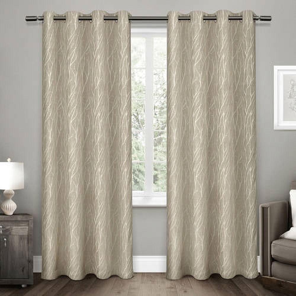EXCLUSIVE HOME Forest Hill Woven Room Darkening Blackout Grommet Top Curtain Panel Pair, 52"x84", Natural
