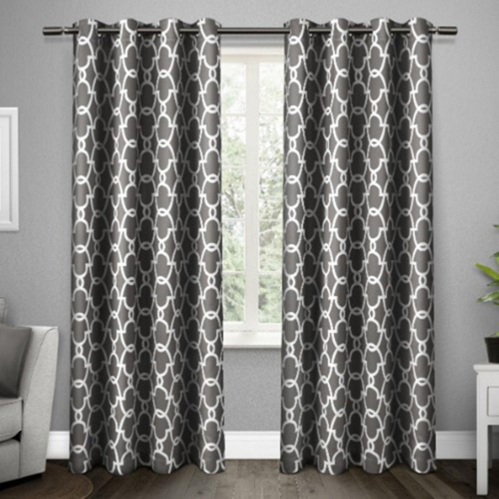 Black Pearl Geometric Room Darkening Thermal Curtain Panels, 52"x108"