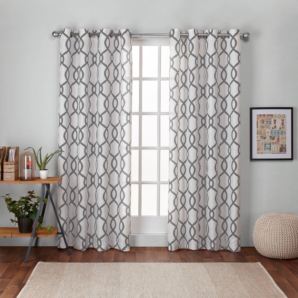 EXCLUSIVE HOME Kochi Light Filtering Linen Blend Grommet Top Curtain Panel Pair, 54"x84", Black Pearl