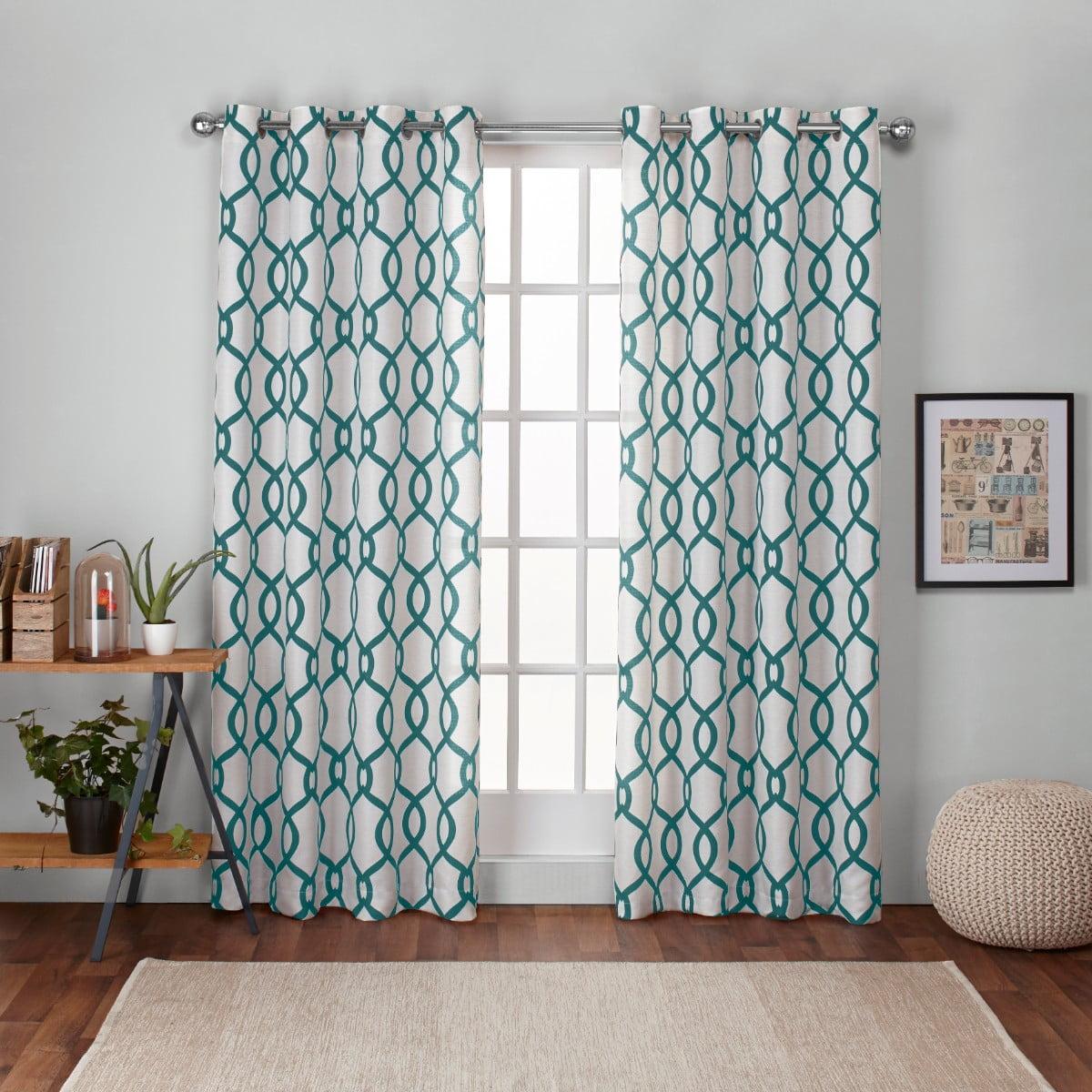 EXCLUSIVE HOME Kochi Light Filtering Linen Blend Grommet Top Curtain Panel Pair, 54"x84", Teal
