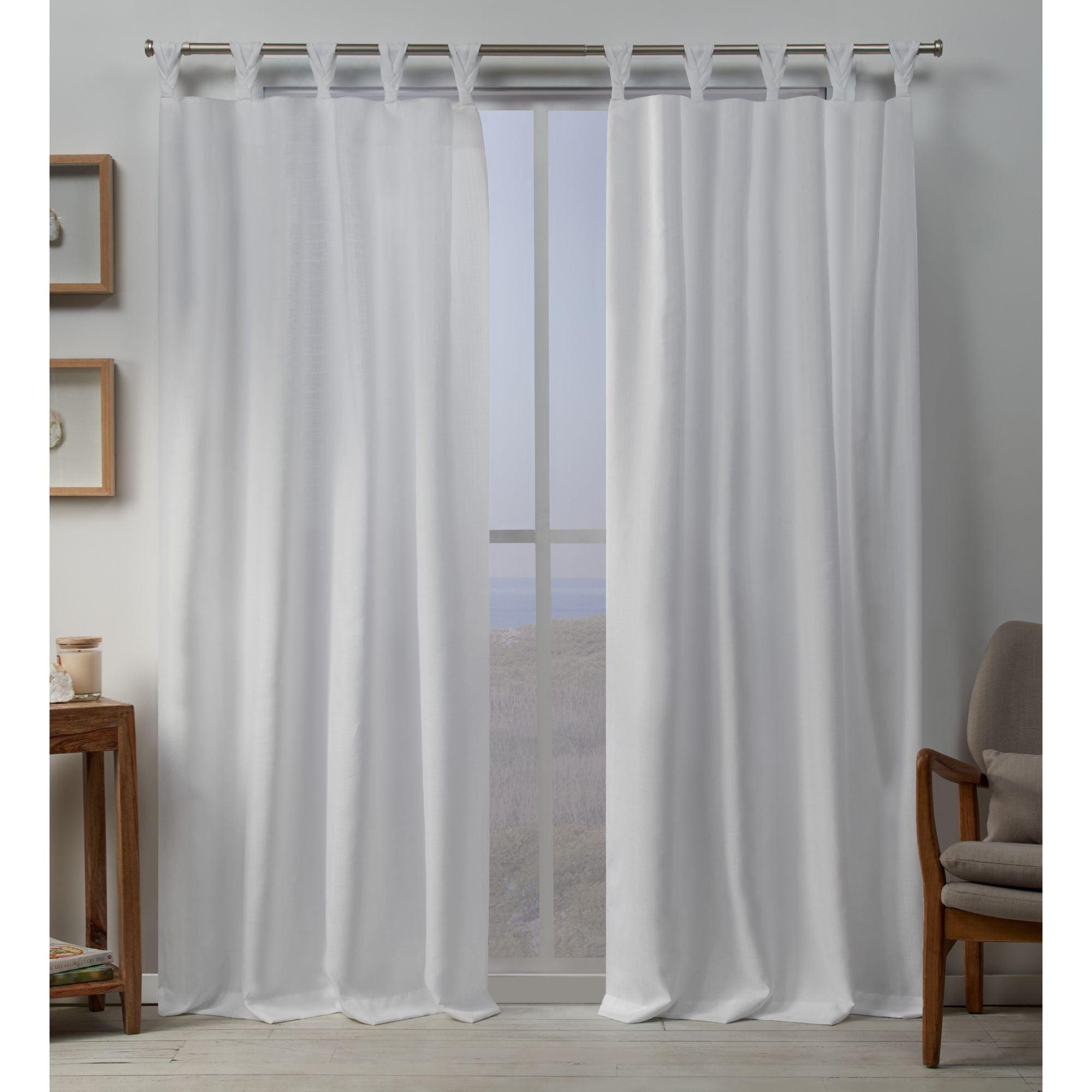 Set of 2 Loha Linen Braided Tab Top Window Curtain Panel - Exclusive Home