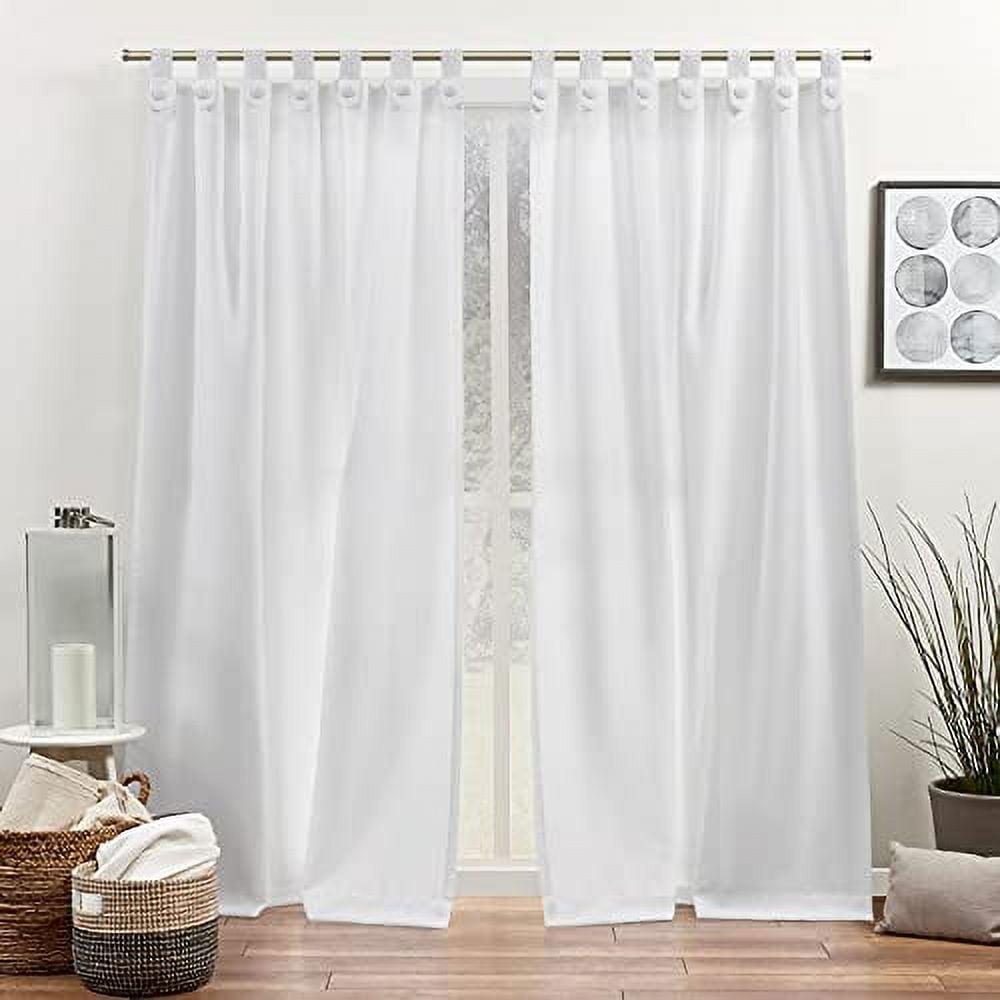 Winter White Linen Tab Top Light-Filtering Curtain Panels