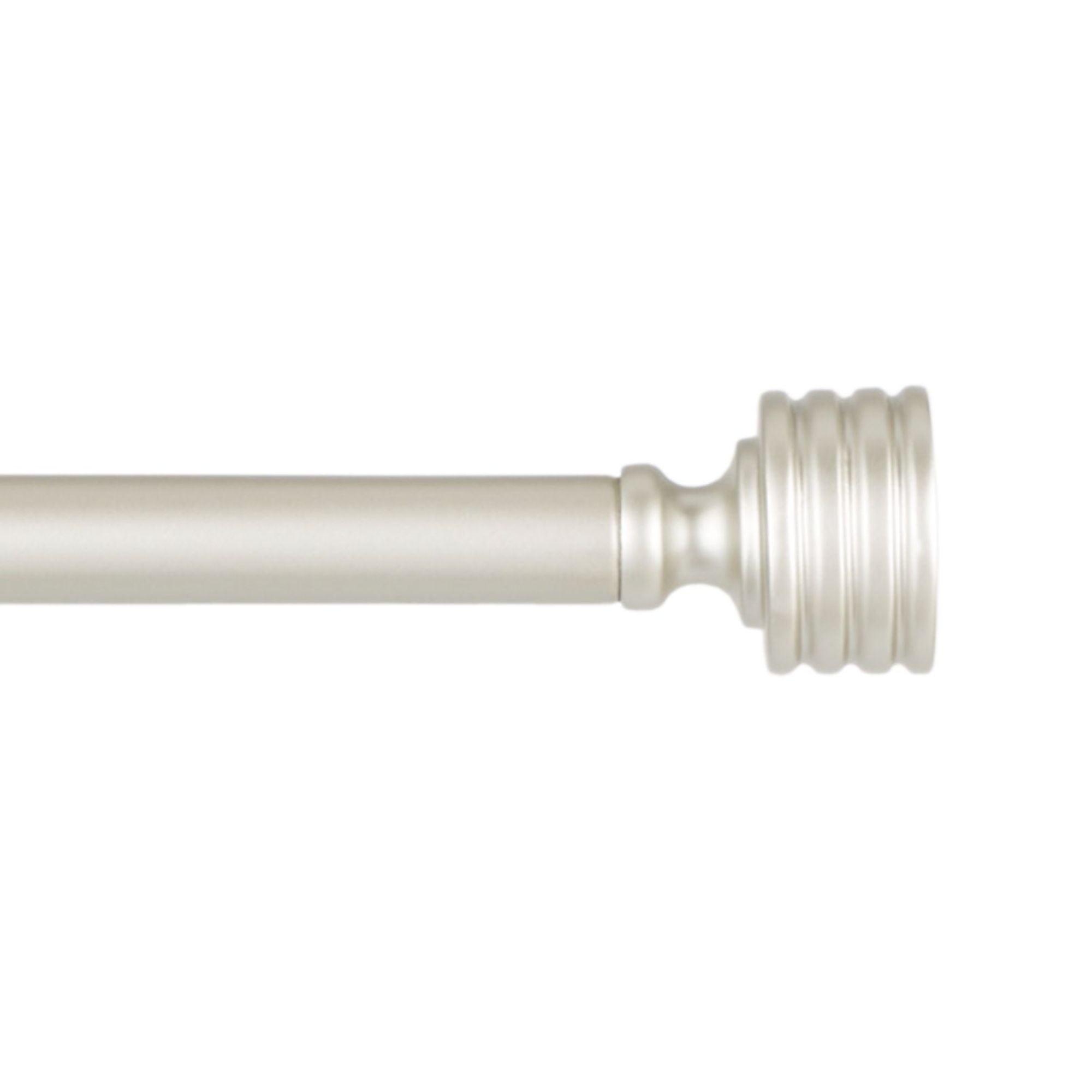 Lucero Matte Nickel Adjustable Curtain Rod with Stacked Cylinder Finials