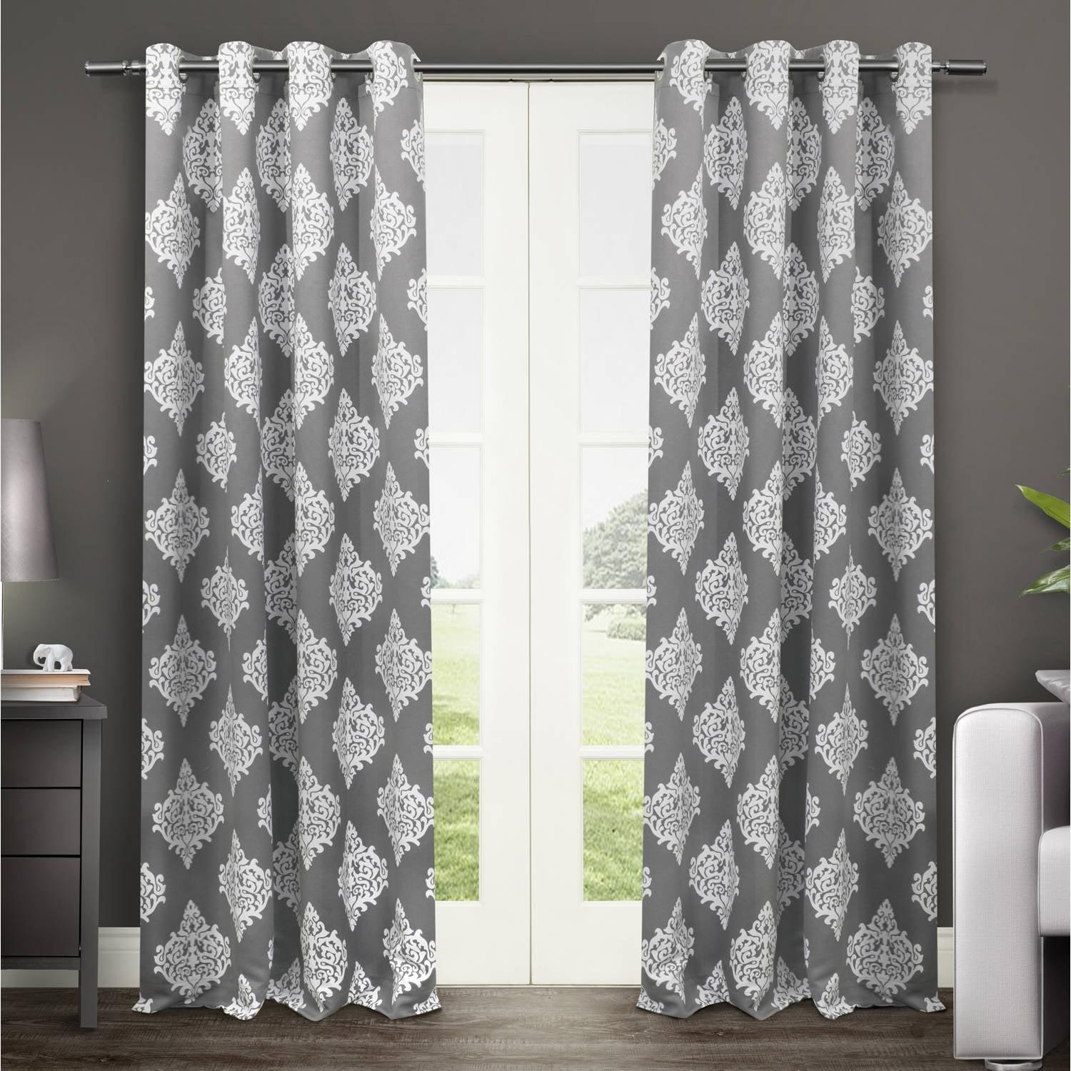 Set of 2 / Pair Medallion Blackout Thermal Grommet Top Window Curtain Panels Exclusive Home