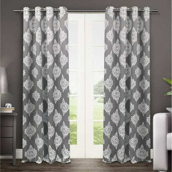 Set of 2 96"x52" Medallion Blackout Thermal Grommet Top Window Curtain Panels Dark Gray - Exclusive Home