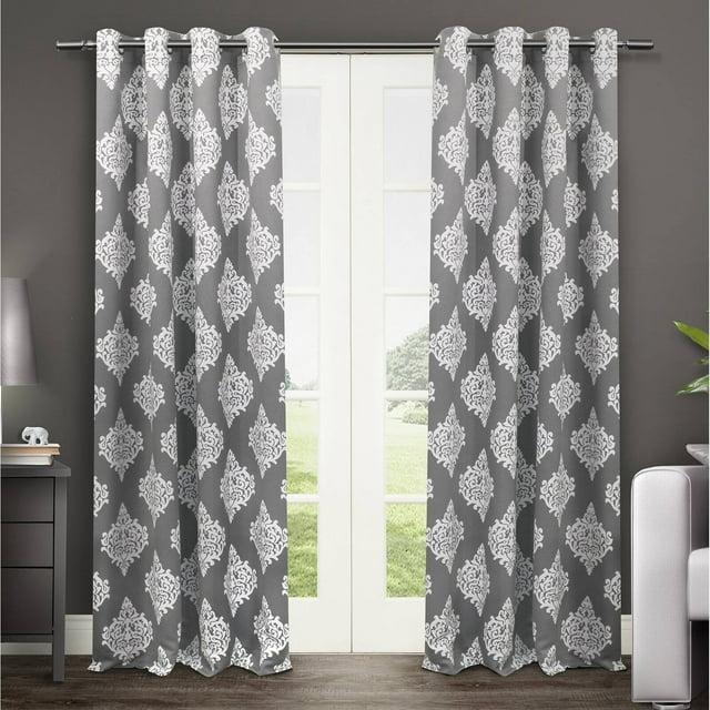 Set of 2 96"x52" Medallion Blackout Thermal Grommet Top Window Curtain Panels Dark Gray - Exclusive Home