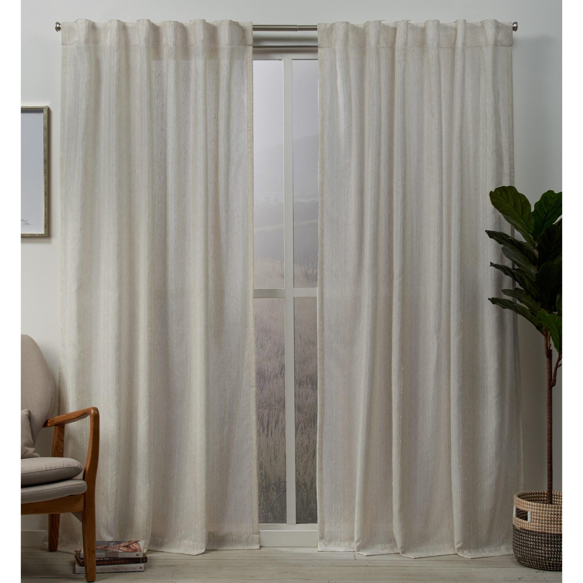 Natural Linen Teardrop Slub Light-Filtering Curtain Panels, 54"x96"