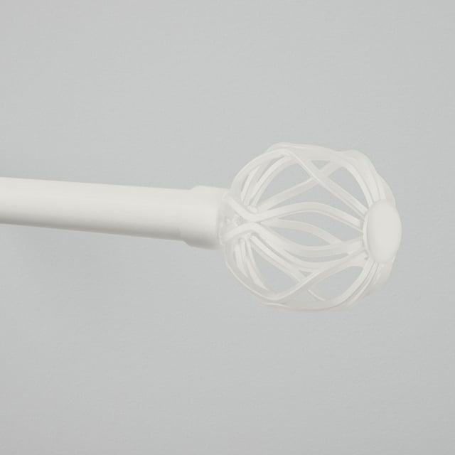 EXCLUSIVE HOME Ogee 1" Curtain Rod and Coordinating Finial Set, Matte White, Adjustable 36"-72"