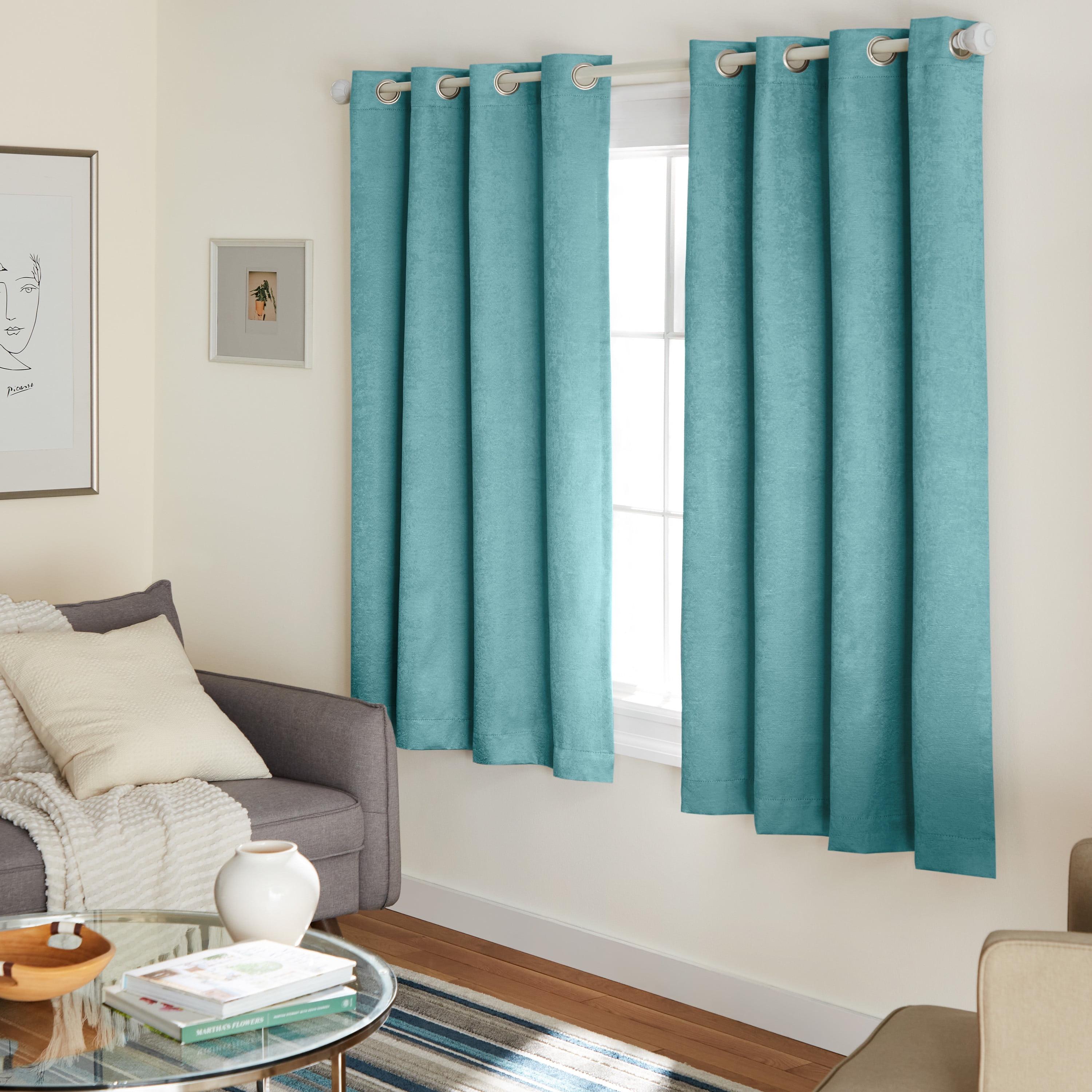 Set of 2 63"x52" Oxford Textured Sateen Thermal Room Darkening Grommet Top Window Curtain Panel Teal - Exclusive Home