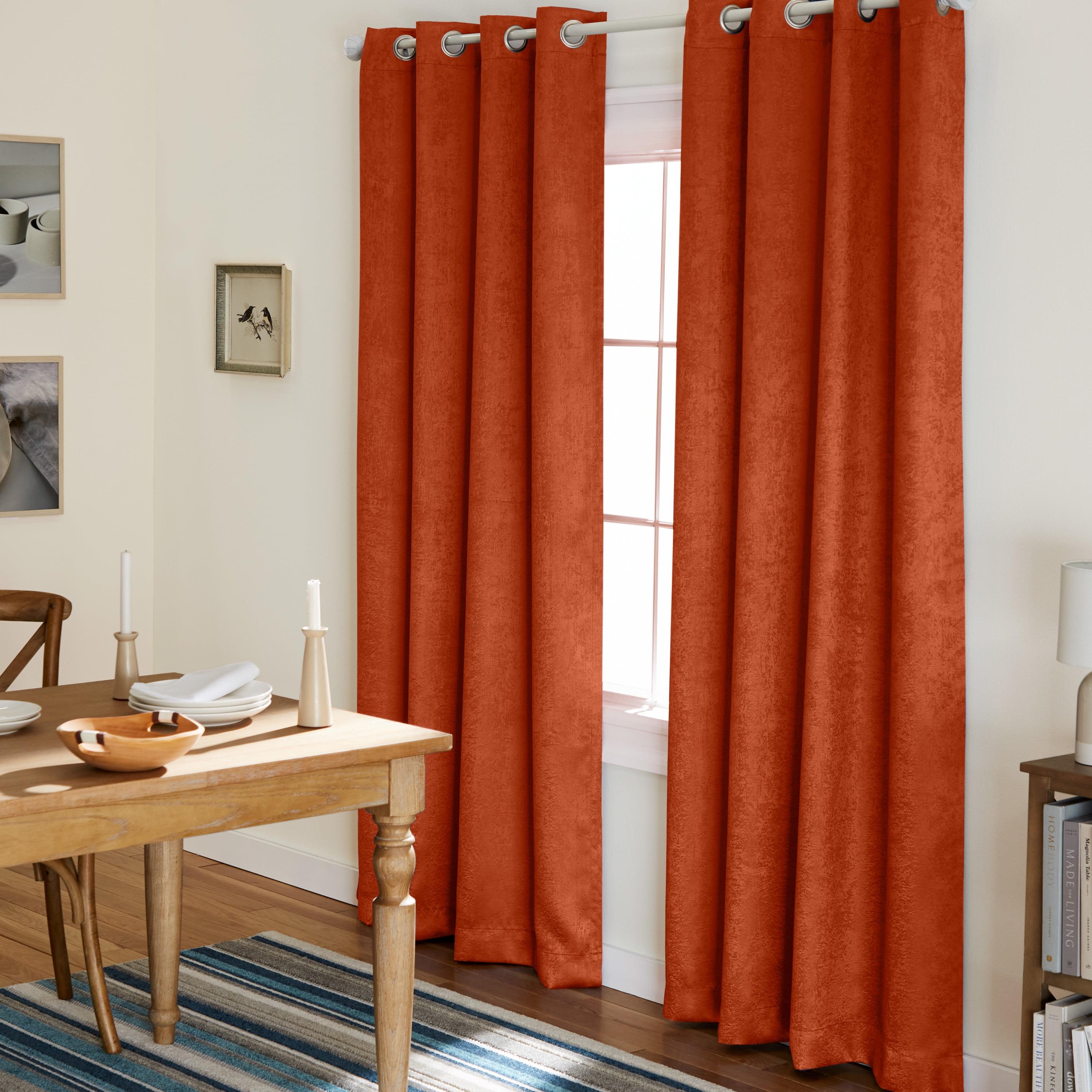 Set of 2 96"x52" Oxford Textured Sateen Thermal Room Darkening Grommet Top Window Curtain Panel Mecca Orange - Exclusive Home