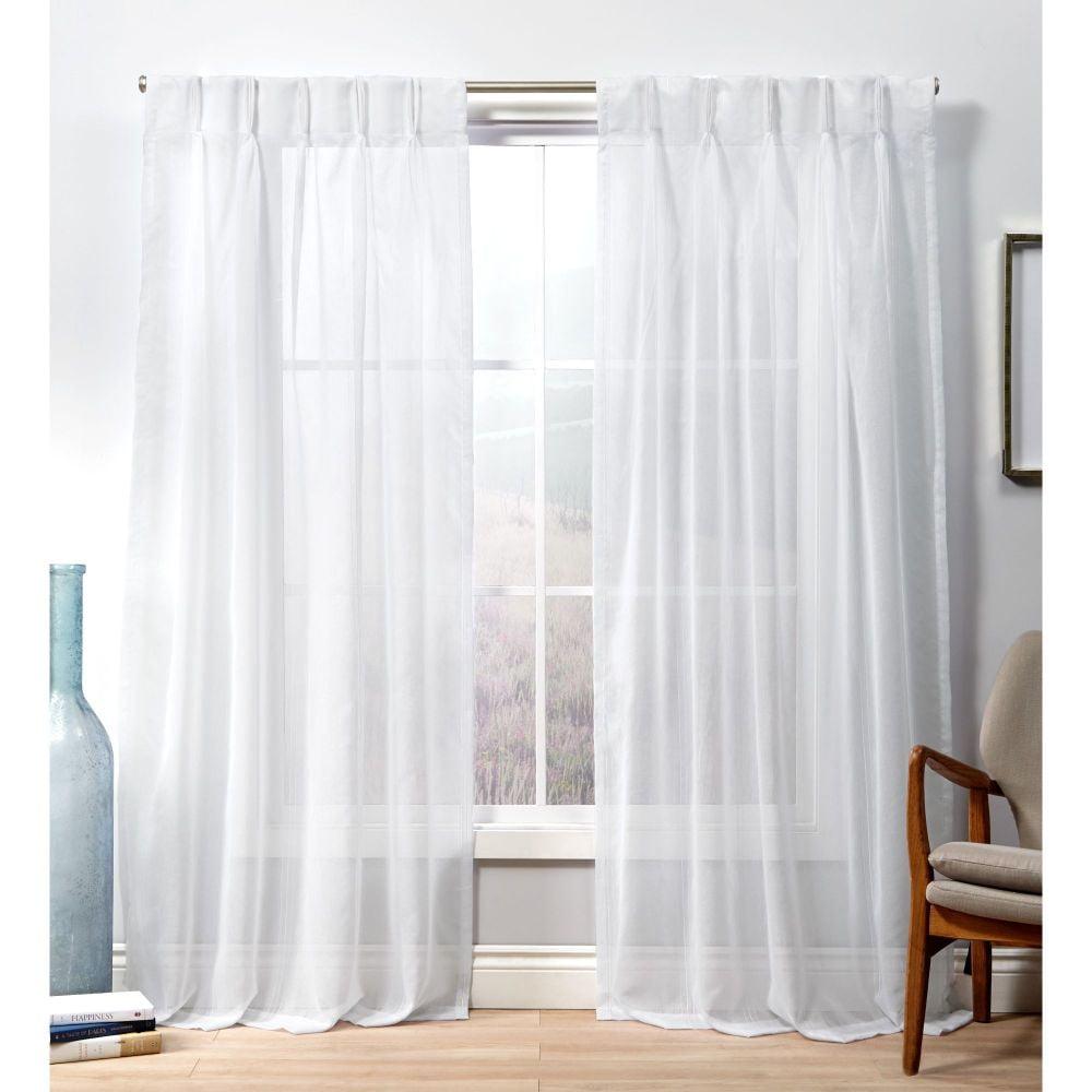 White Sheer Pleated Polyester Kitchen Window Curtain Panel