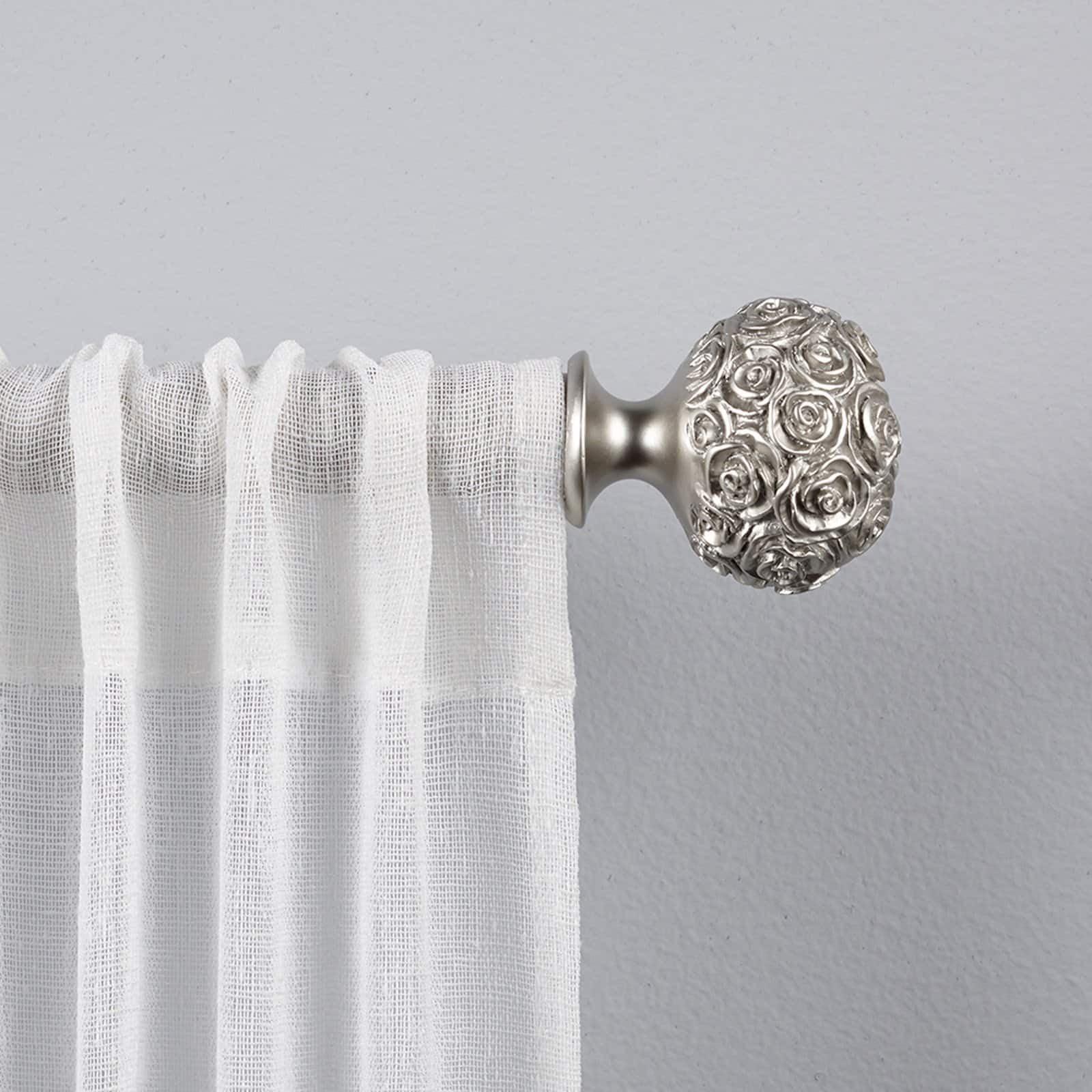 Rosdorf Park Etheredge Exclusive Home Peony 1" Curtain Rod and Coordinating Finial Set, Adjustable